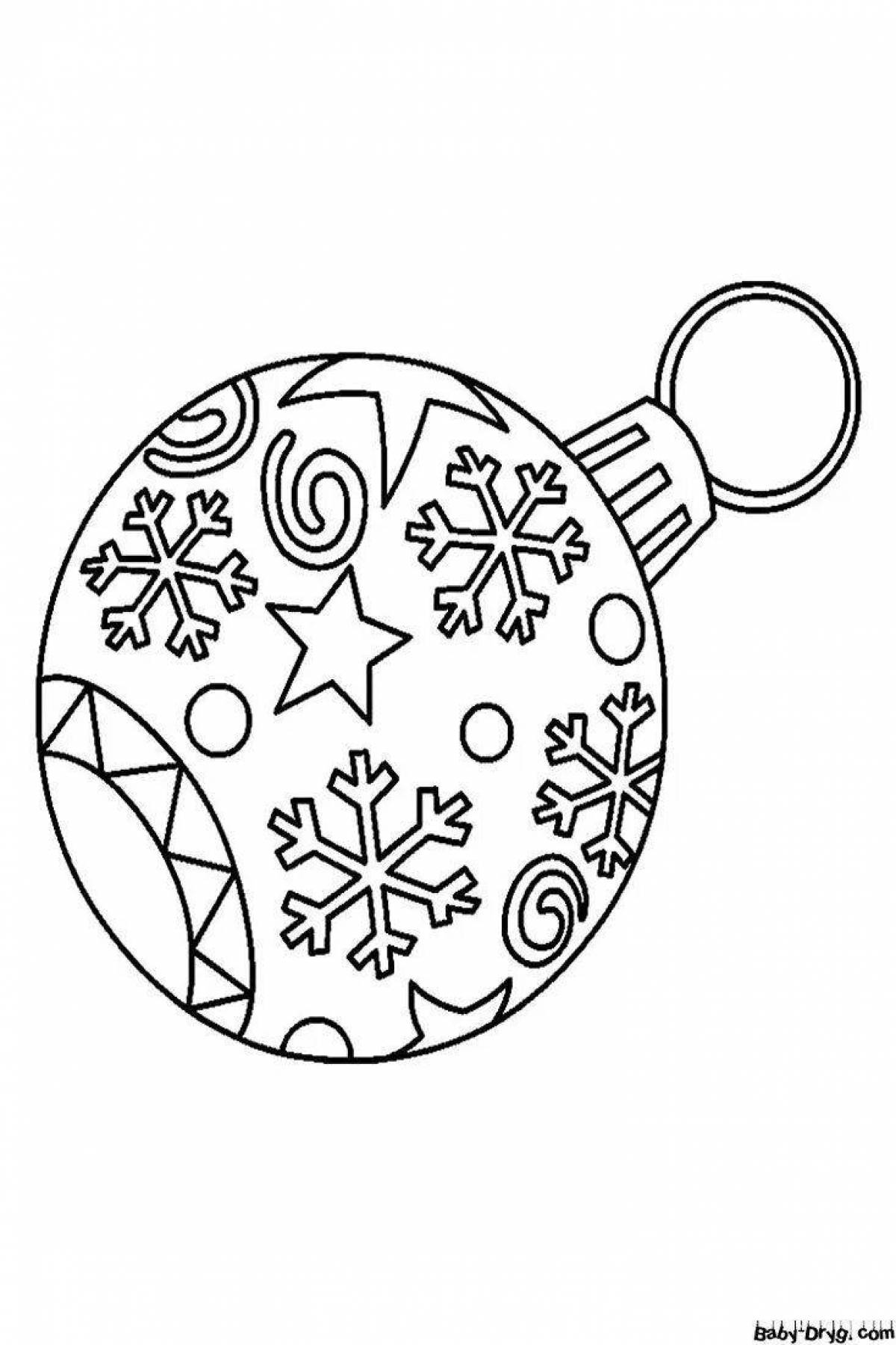 Bright Christmas ball coloring for kids
