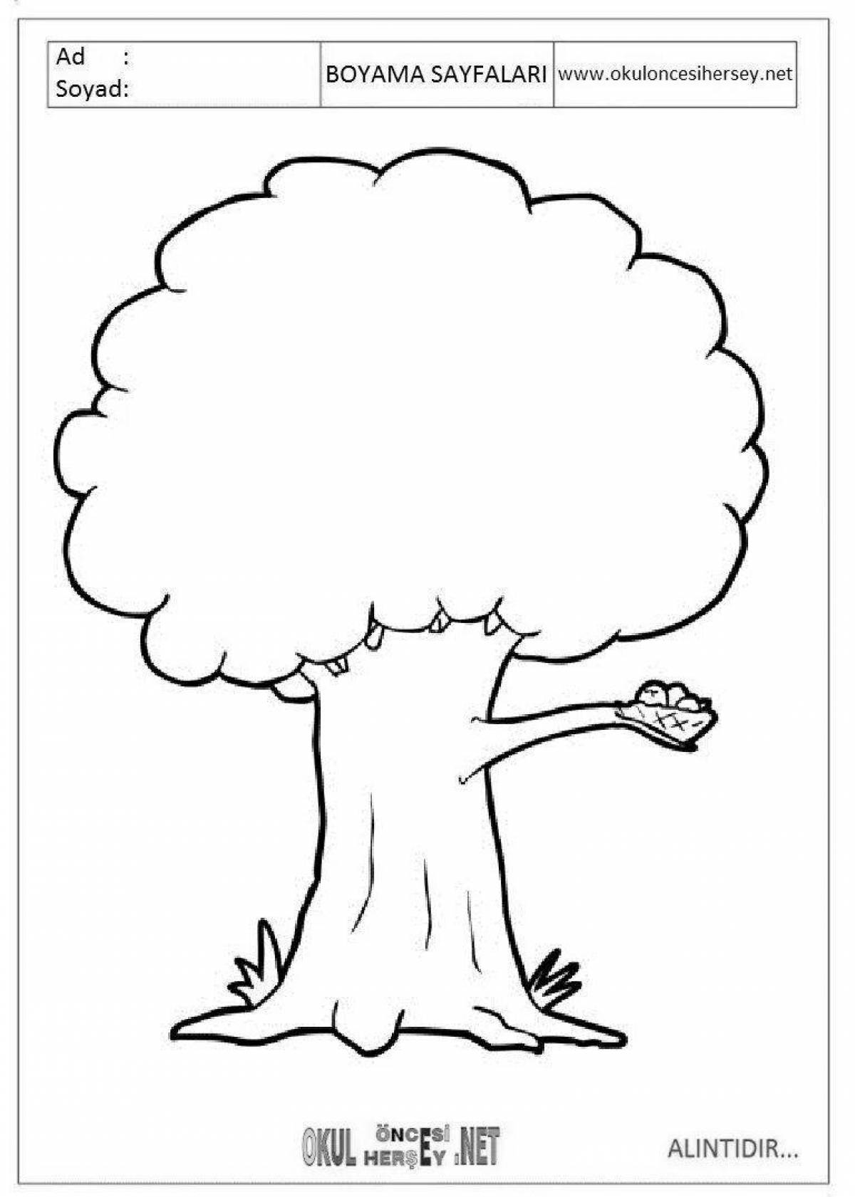 Colored crazy tree drawing for kids