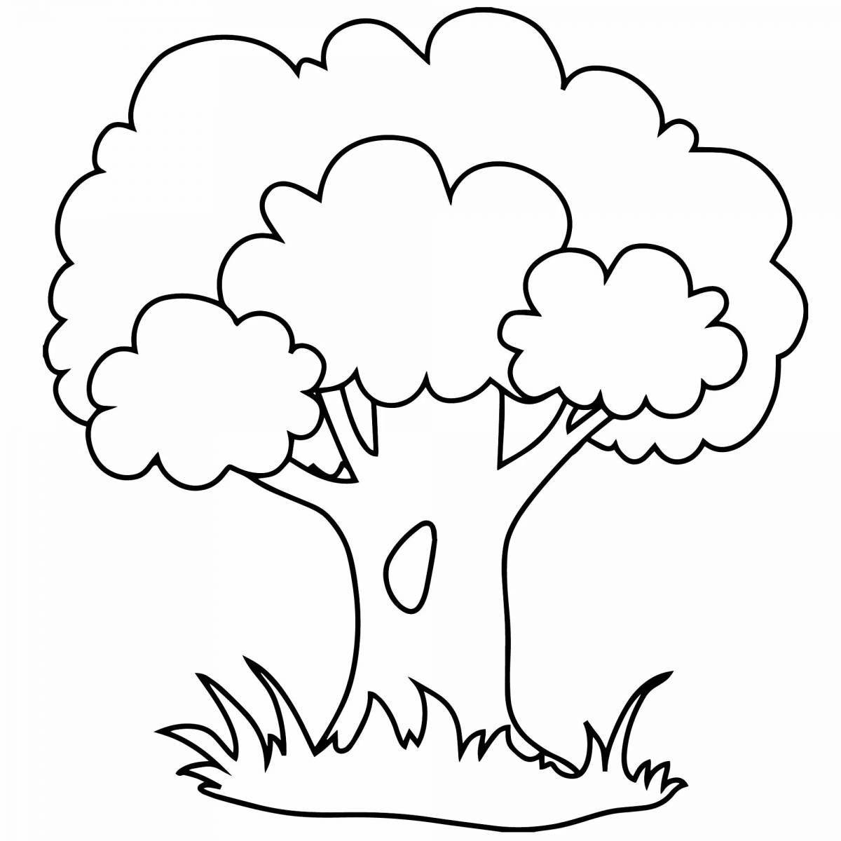 Color-obsessed drawing of a tree for children