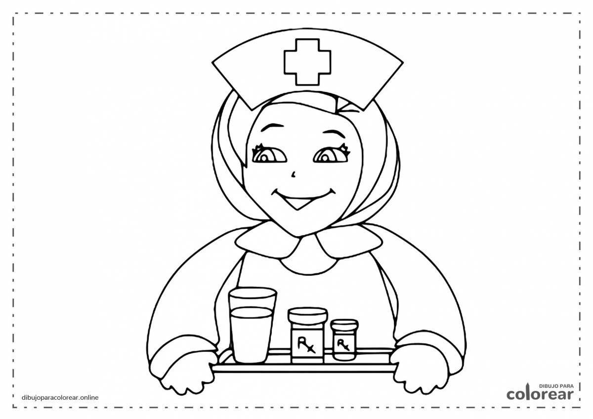 Потрясающая военная медсестра-раскраска для детей