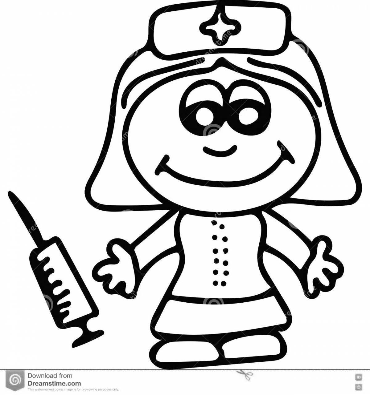 Adorable military nurse coloring book for kids