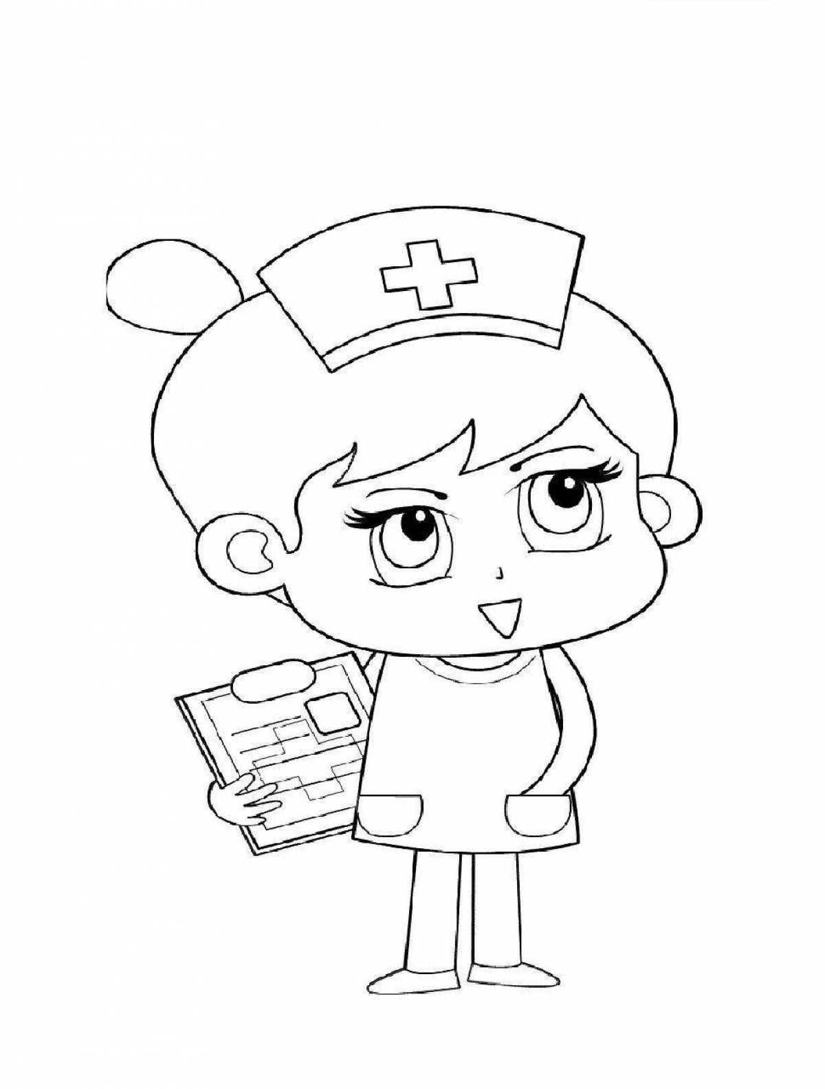 Военная медсестра-раскраска для детей