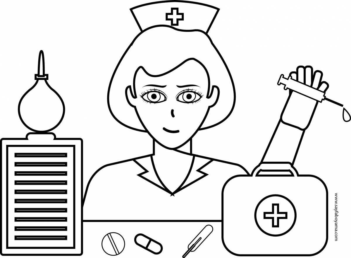 Charming military nurse coloring book for kids