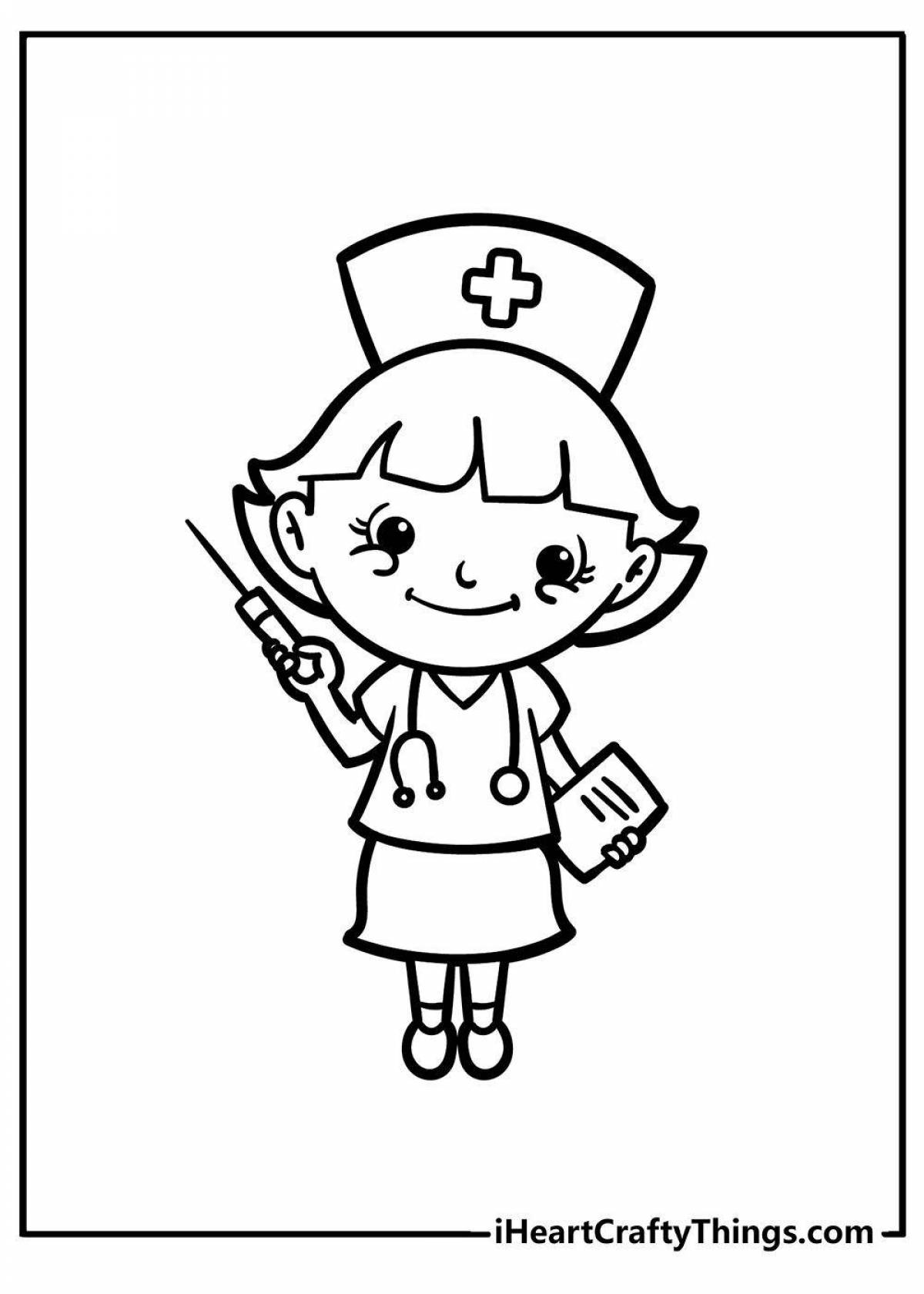 Отличительная военная медсестра раскраски для детей