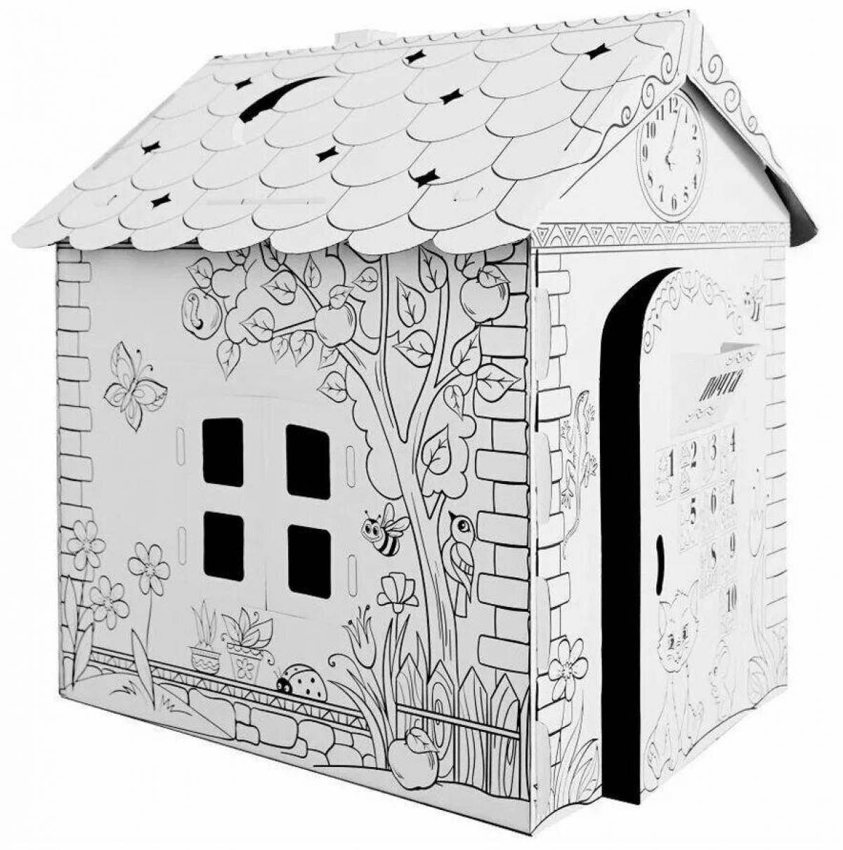 Perfect cardboard house coloring book for kids