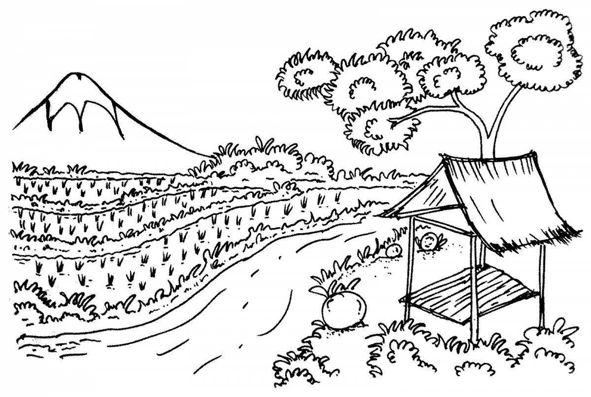 Exquisite nature of kazakhstan coloring pages for kids