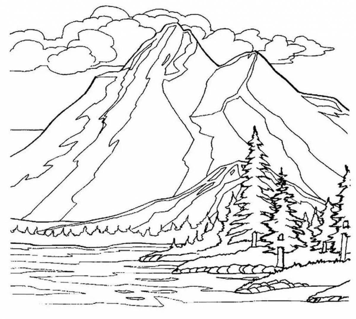 Serene nature of kazakhstan coloring pages for kids