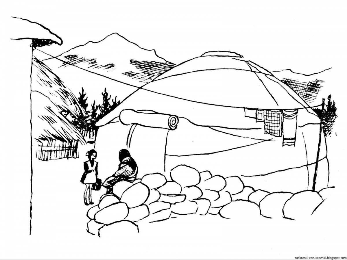 Kazakhstan wildlife coloring pages for kids