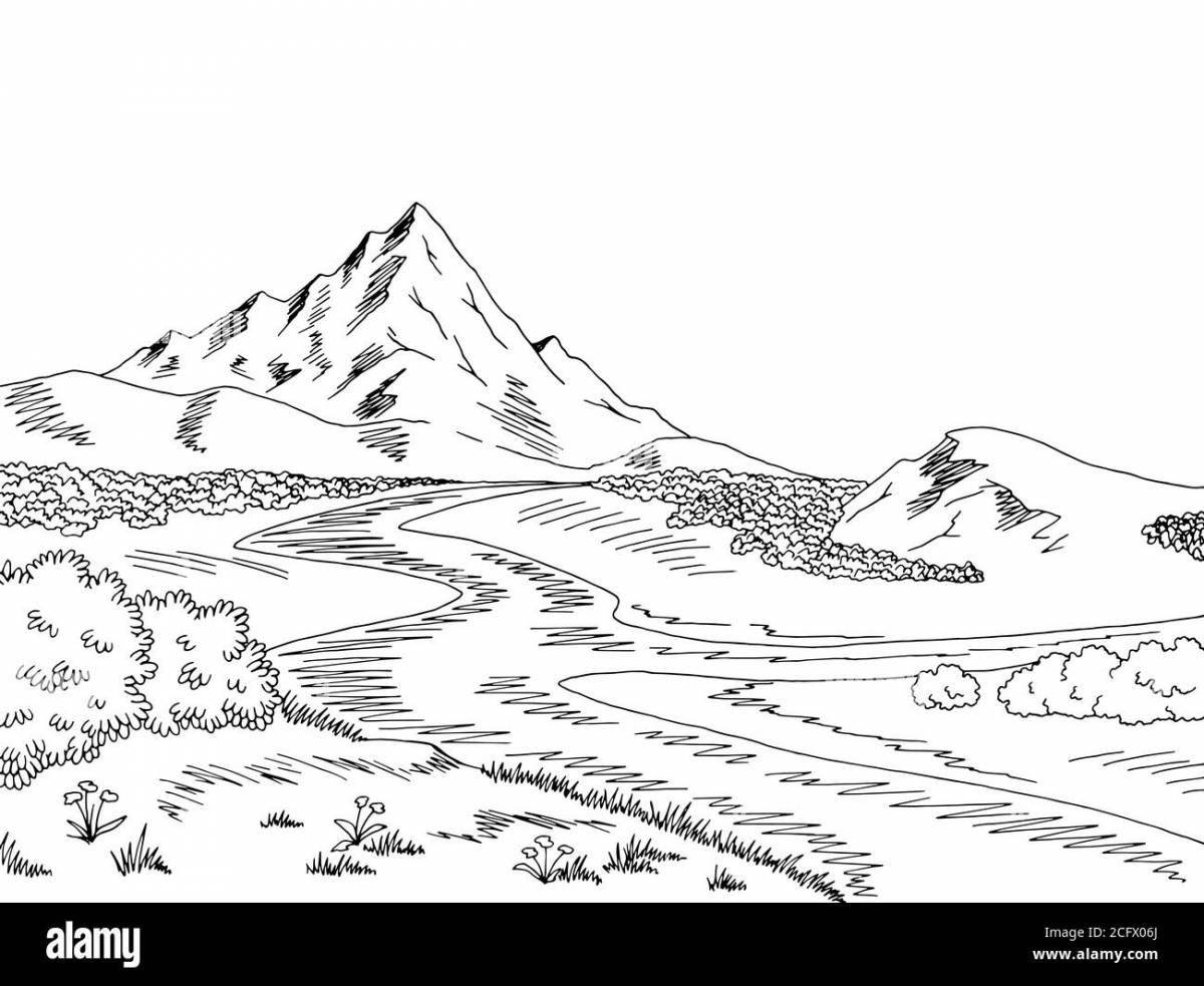 Exotic nature of kazakhstan coloring pages for kids