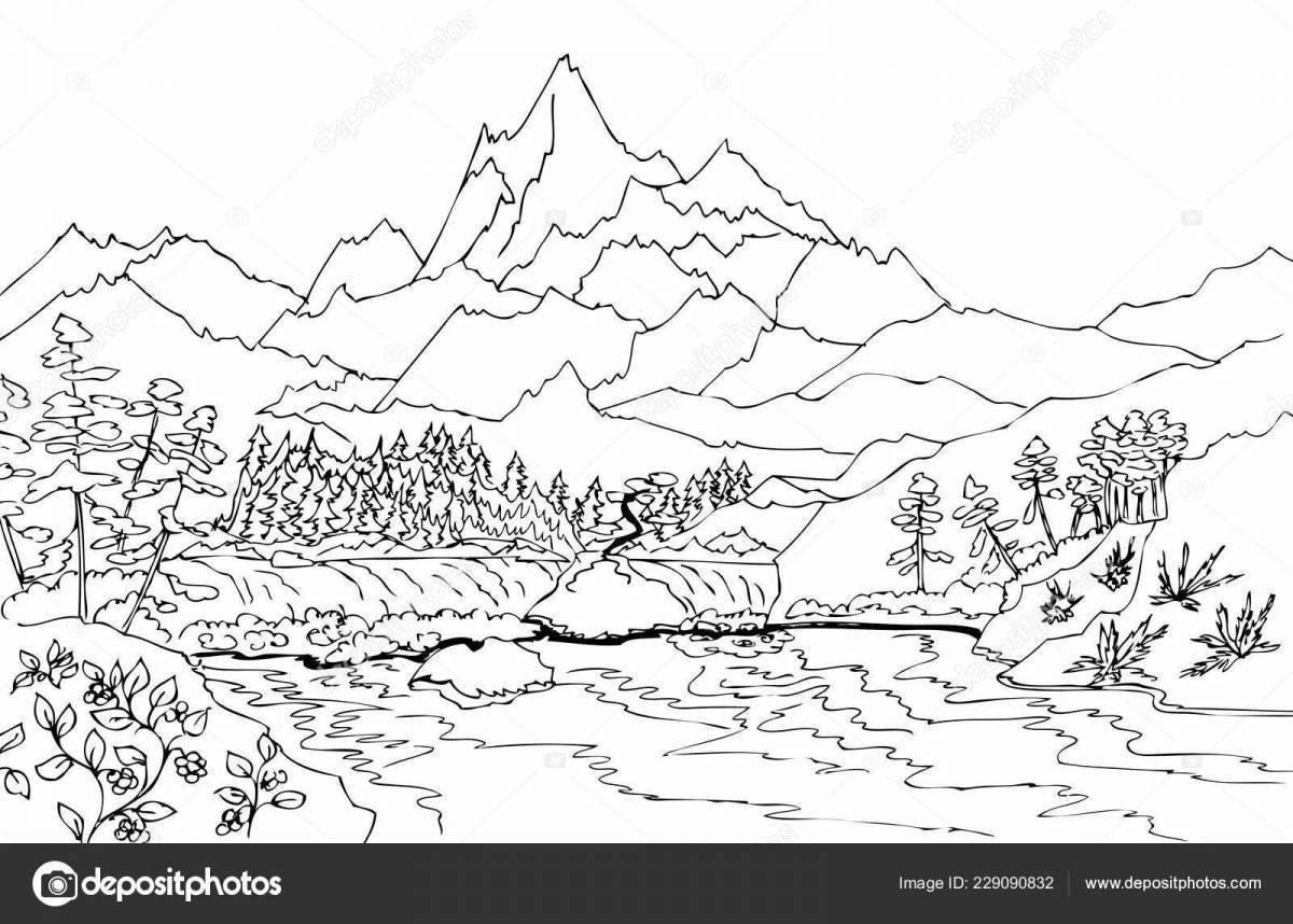 Kazakhstan's breathtaking nature coloring pages for kids