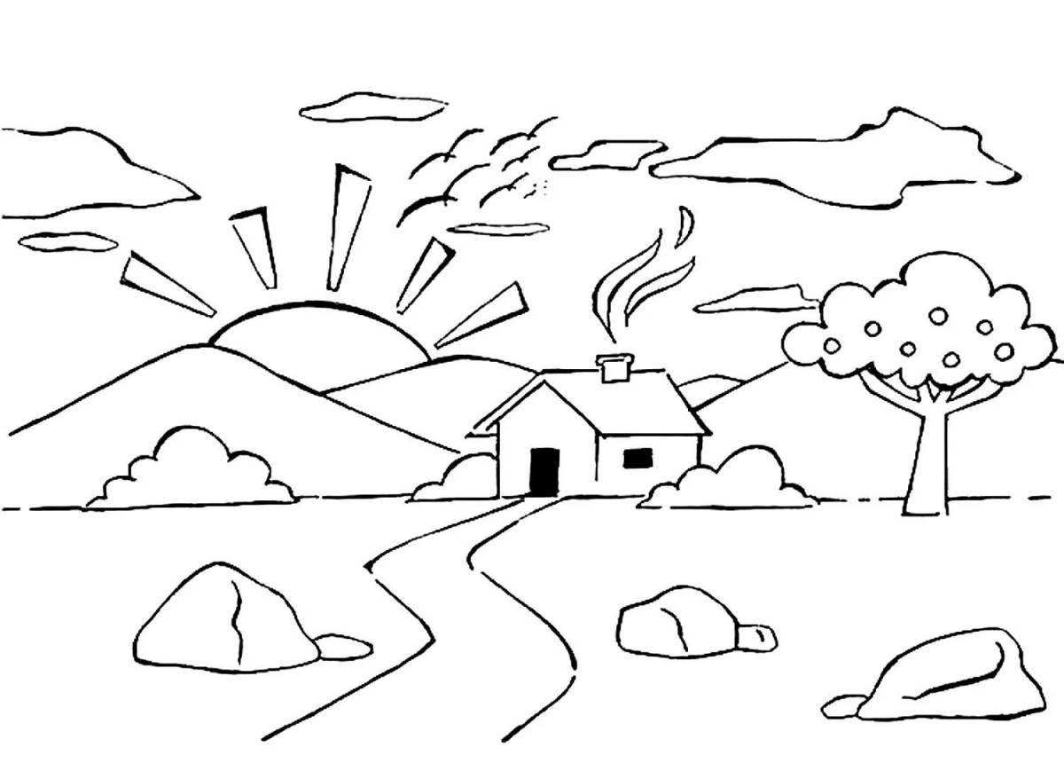 Kazakhstan glowing nature coloring pages for kids