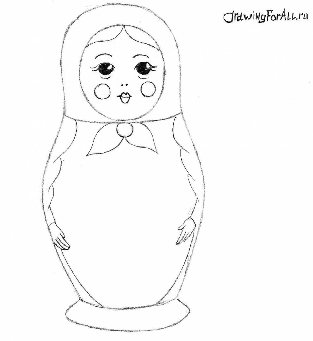 Cute matryoshka coloring book for kids