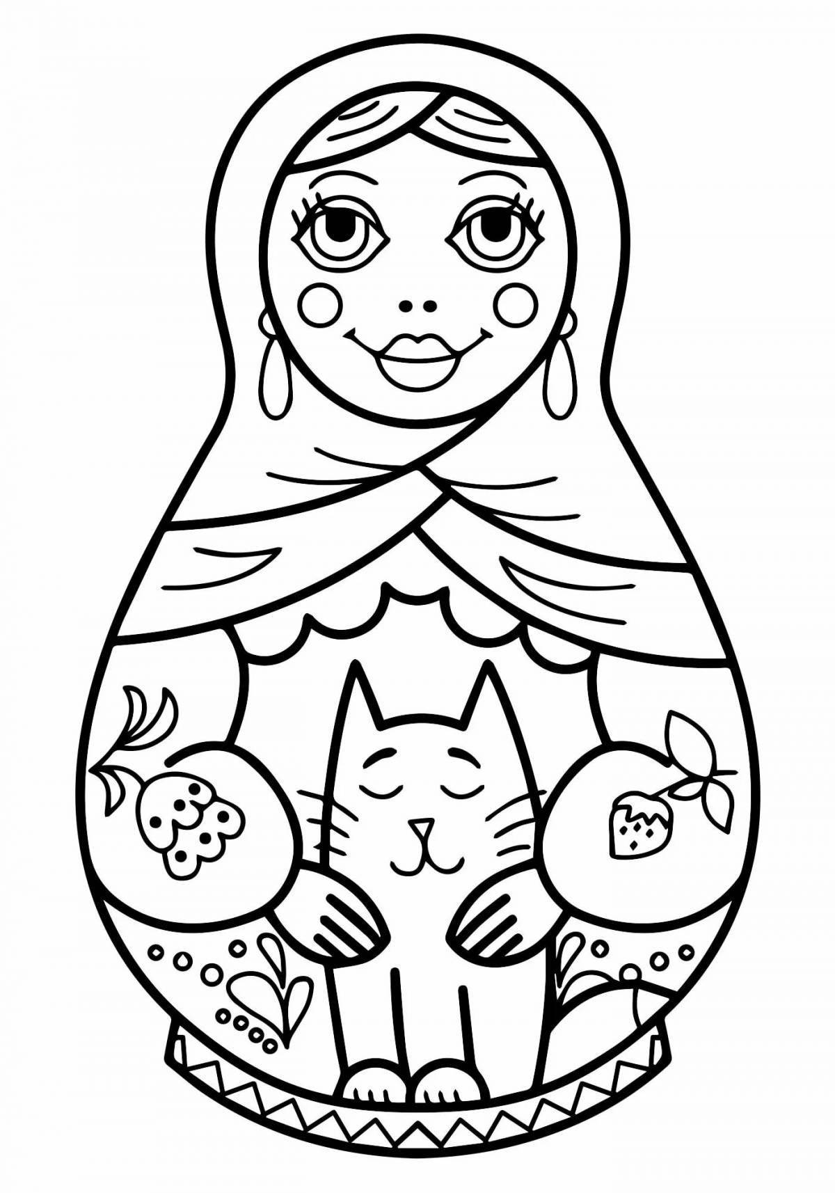 Playful matryoshka coloring book for kids