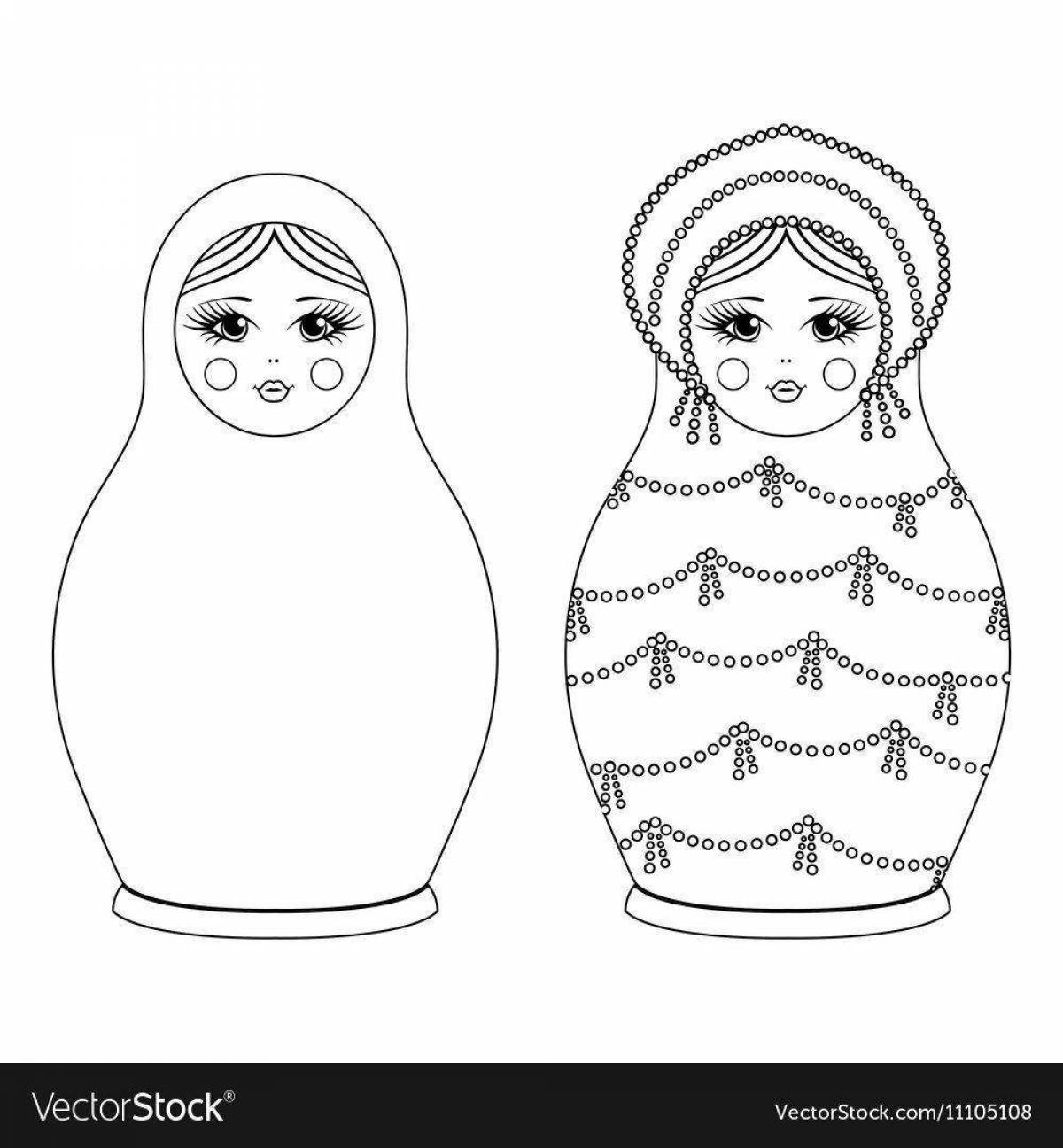 Fancy matryoshka coloring book for kids