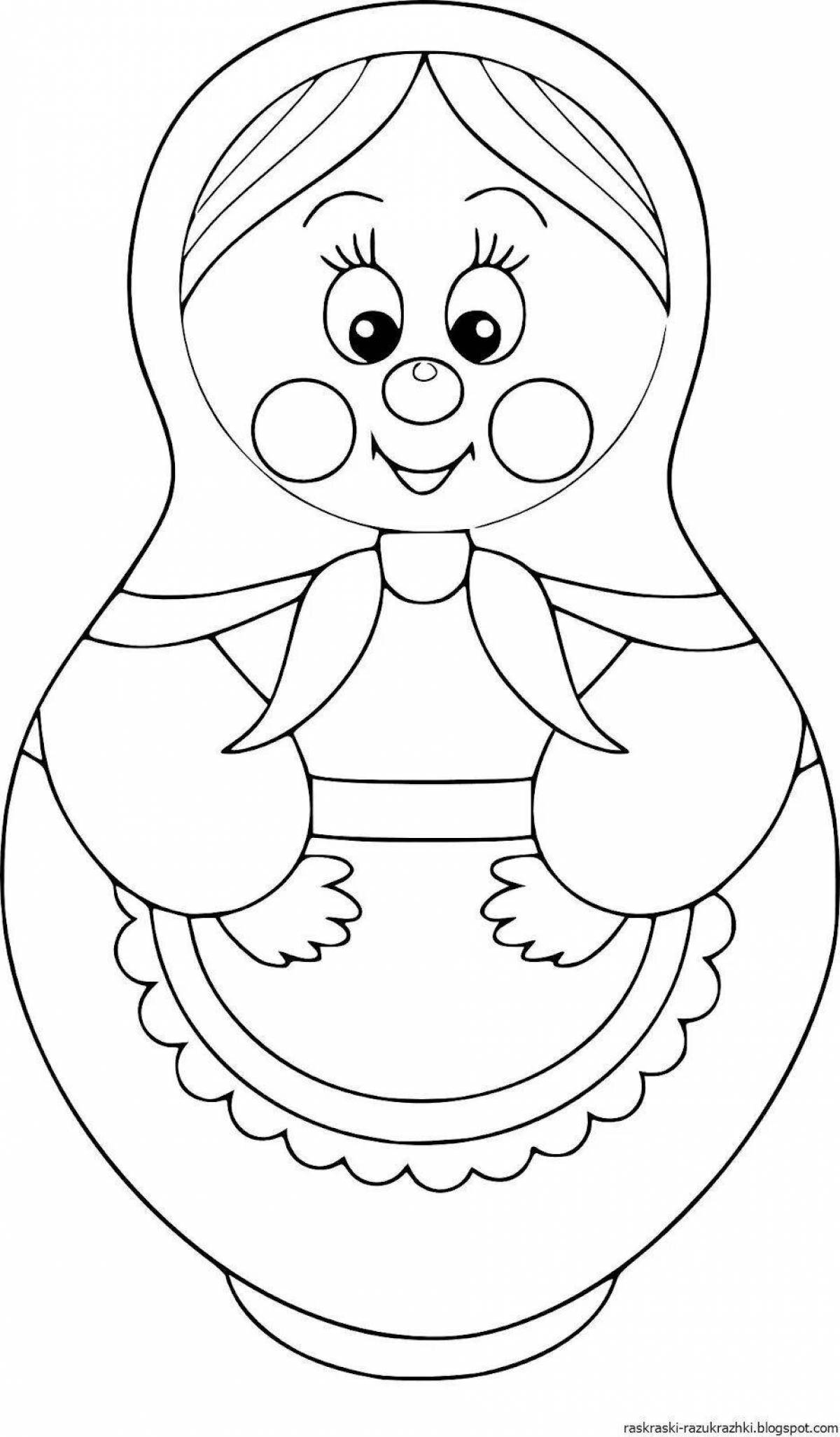 Sparkling matryoshka coloring book for kids