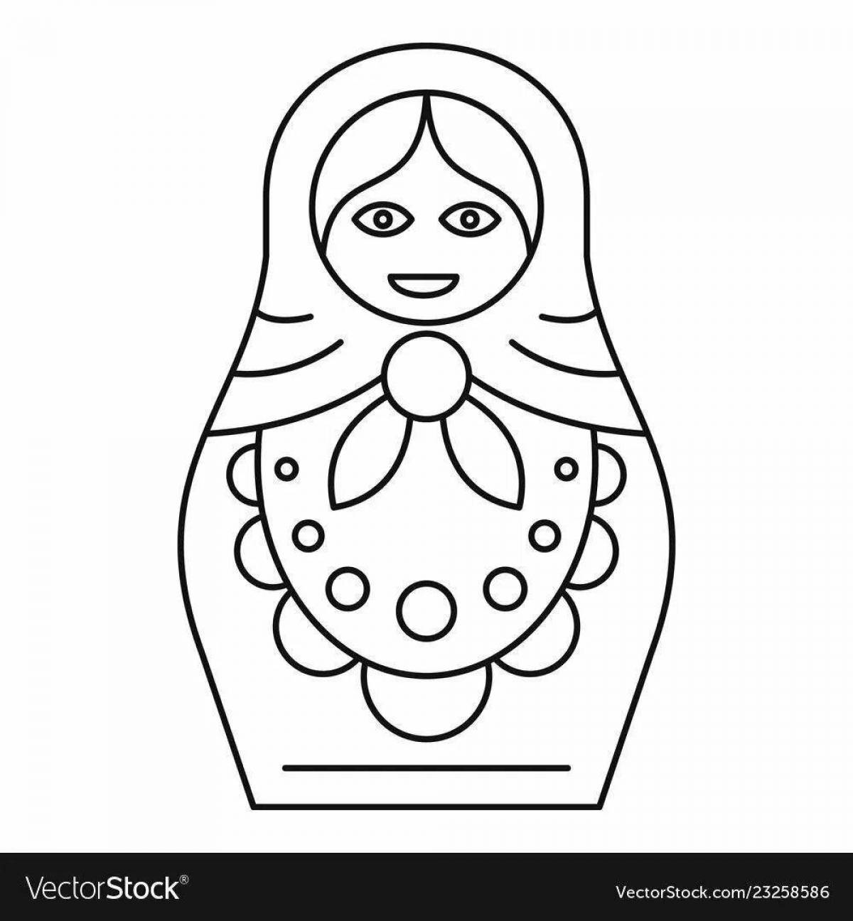 Fun coloring matryoshka for kids