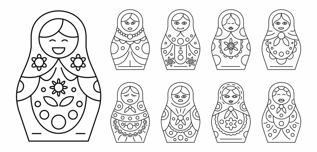 Attractive matryoshka coloring book for kids