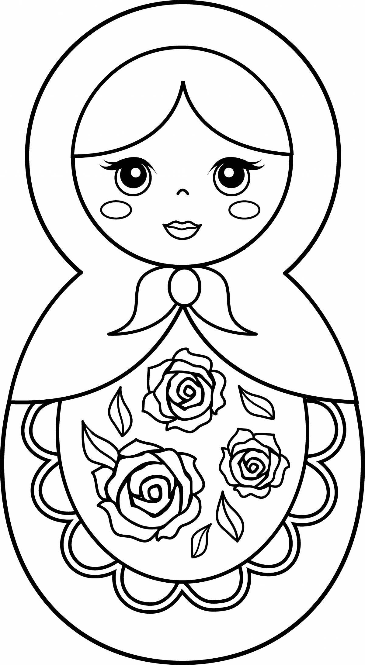 Creative matryoshka coloring book for kids