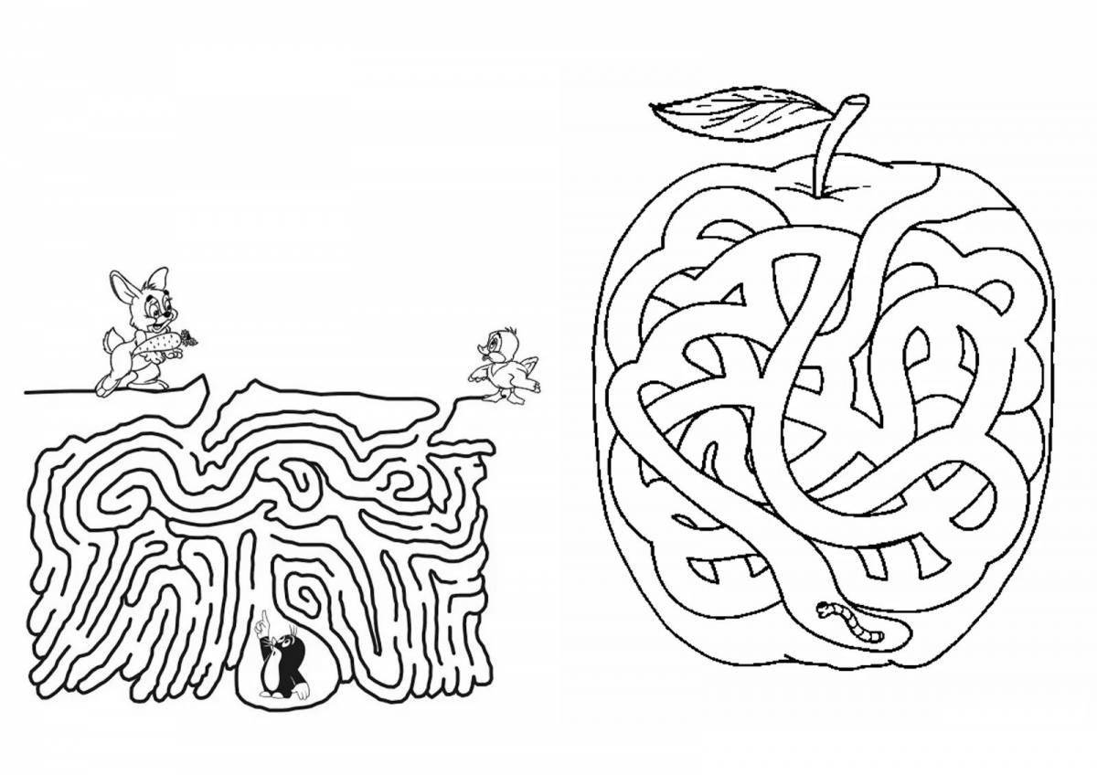 Exciting coloring maze for children 10 years old
