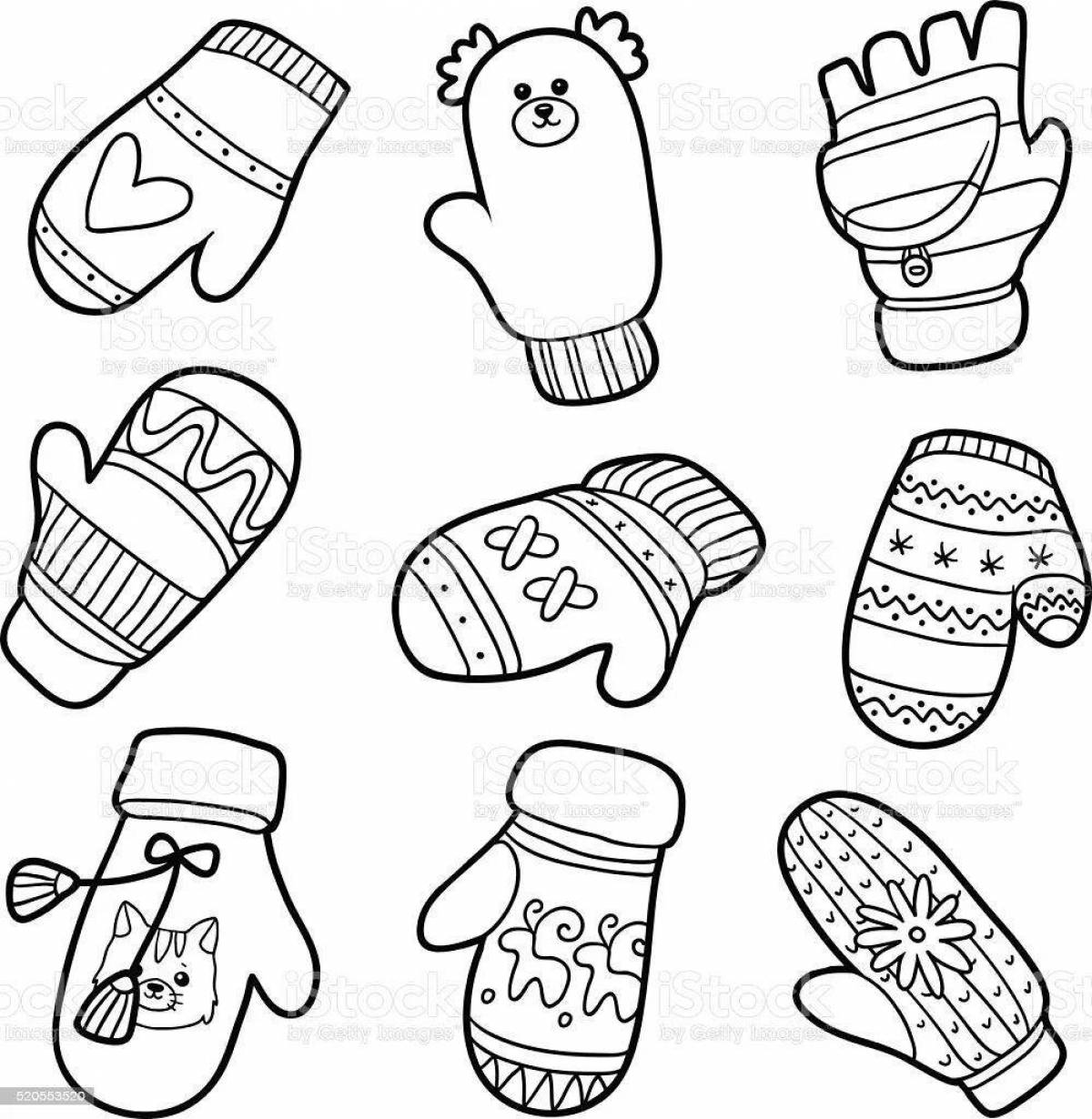 Colorful patterned mittens coloring book for kids