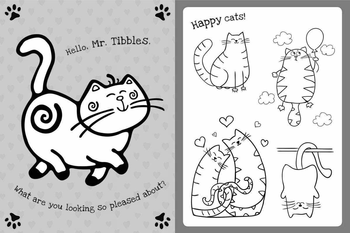 Красочная страница раскраски кота из картона для детей