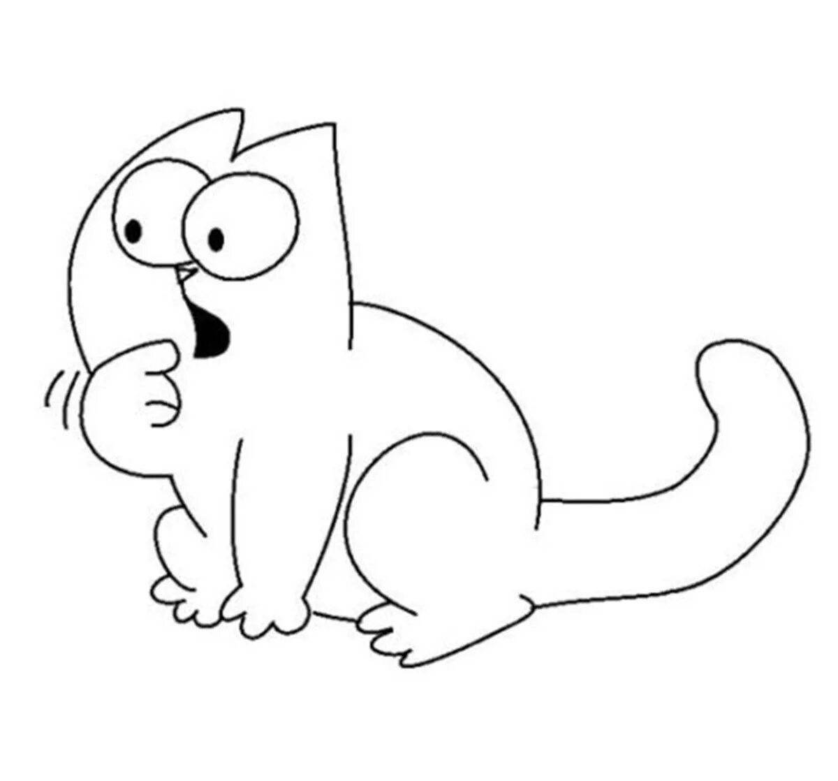 Playful Cardboard Cat Coloring Page for Toddlers