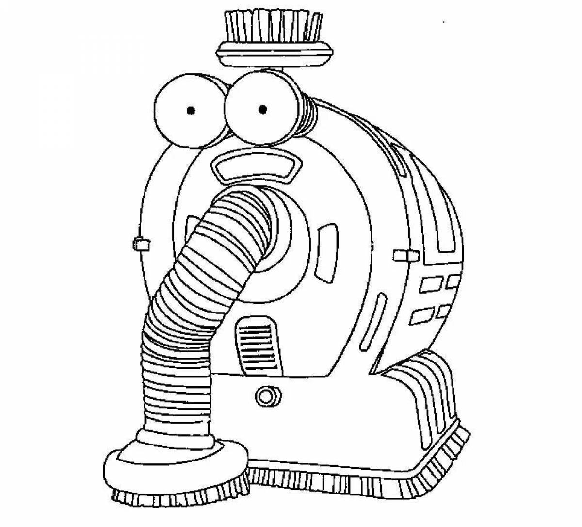 Colorful robot vacuum cleaner coloring book for boys