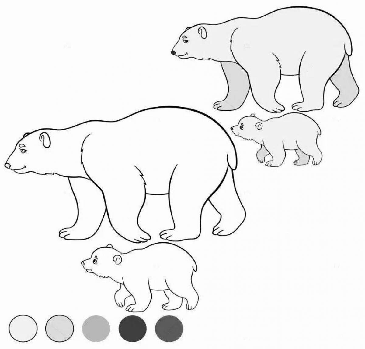 Coloring bright teddy bear with cubs