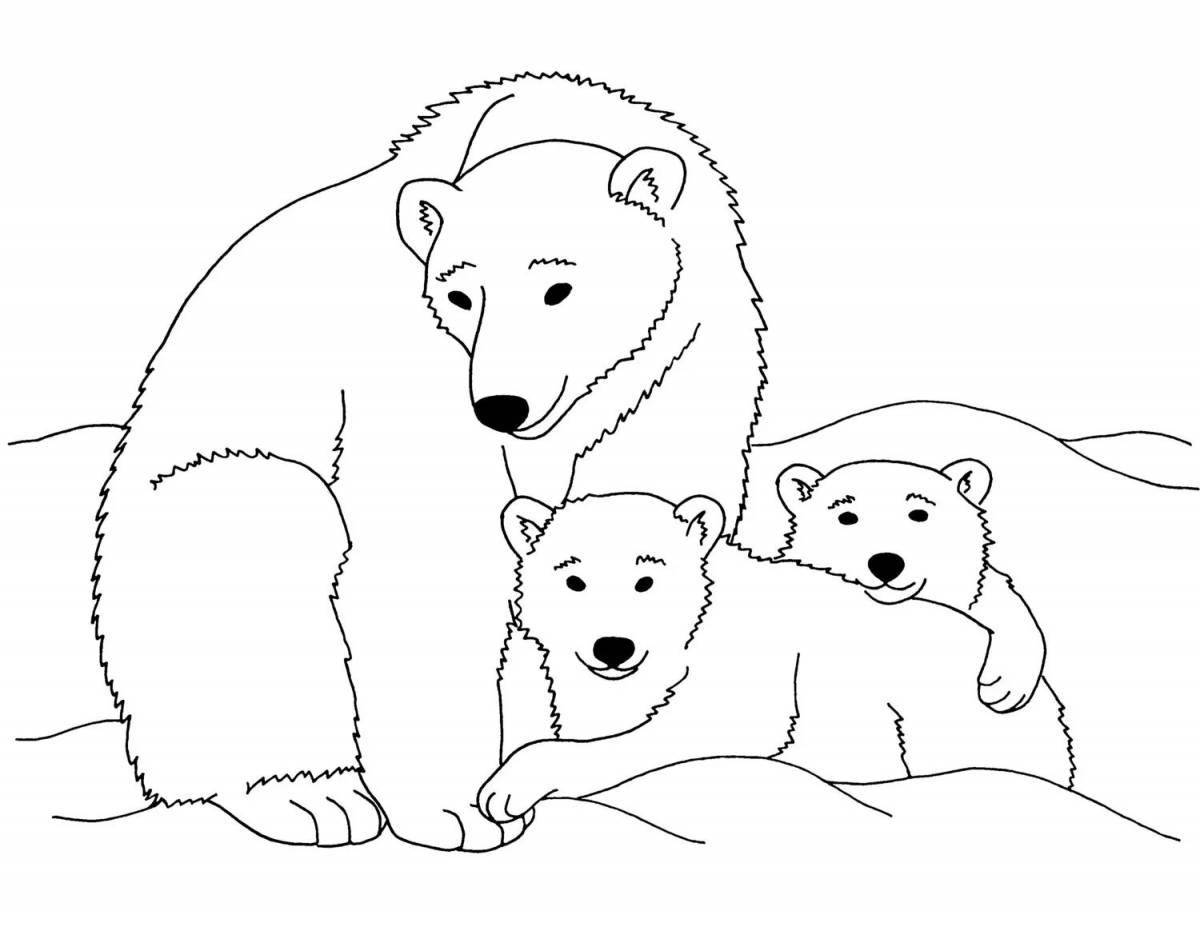 Majestic bear with cubs coloring page