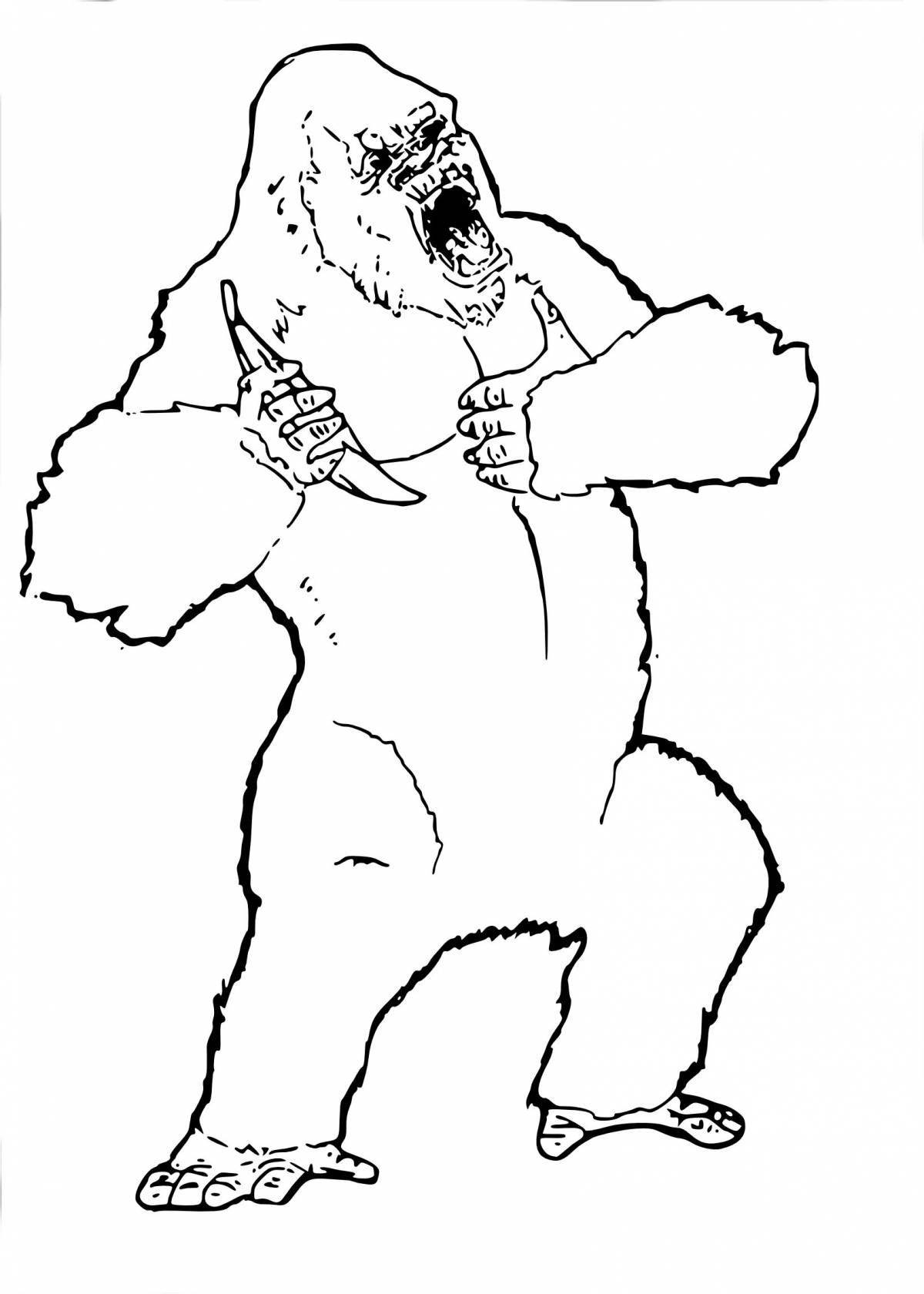 Colorful king kong coloring book for kids