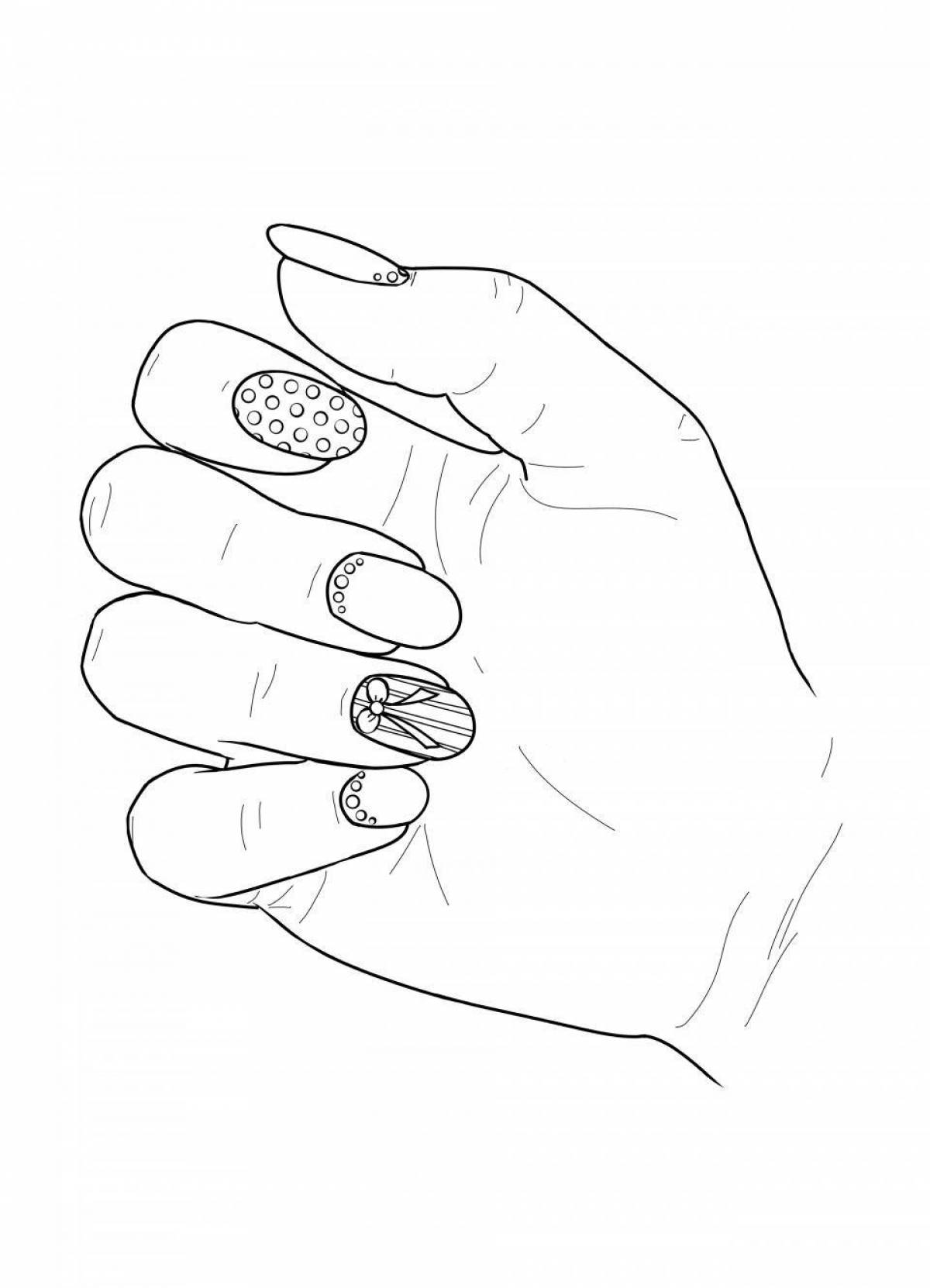 Coloring pages with long nails for girls