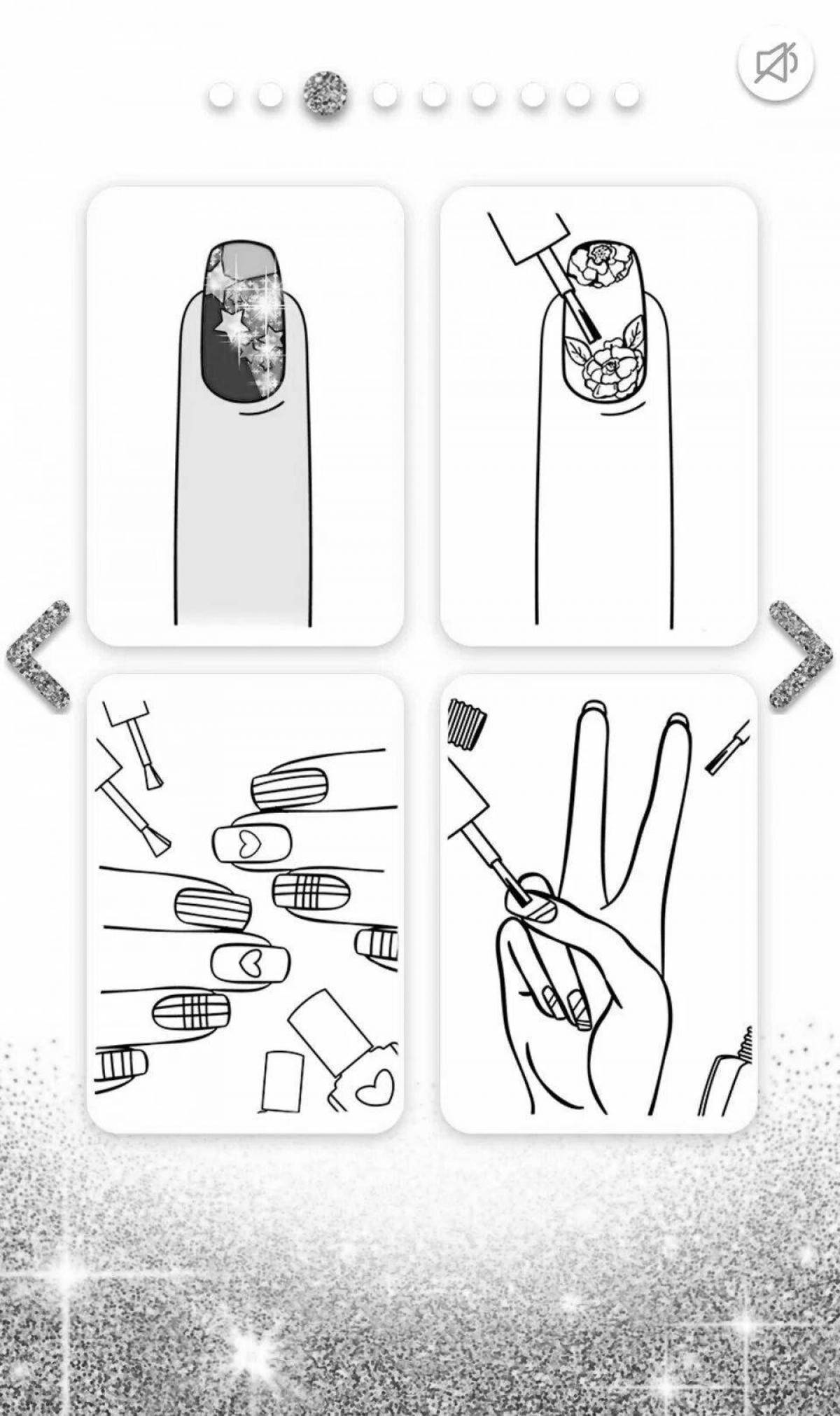 Fine long nails coloring book for girls