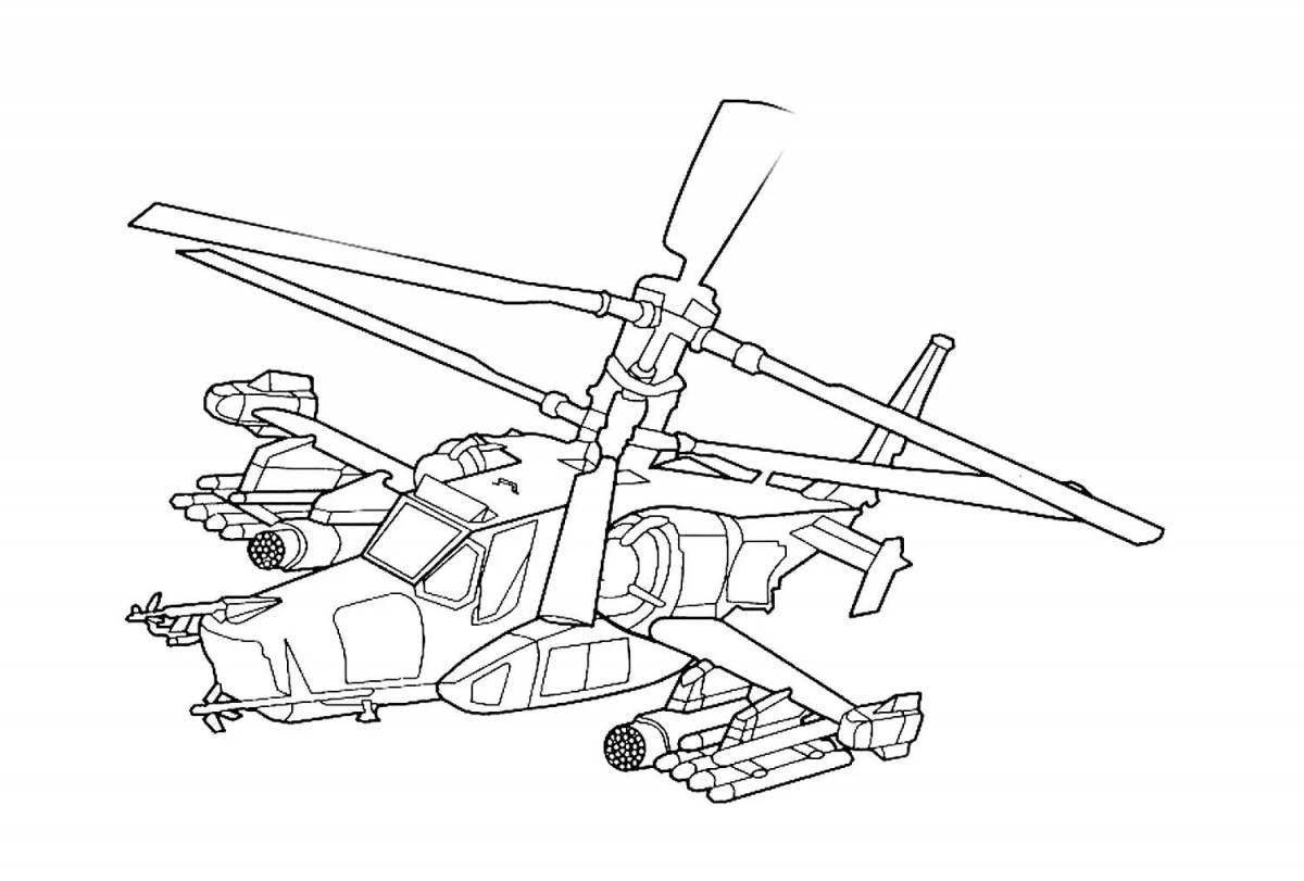 Bold Military Helicopter Coloring Page for Boys