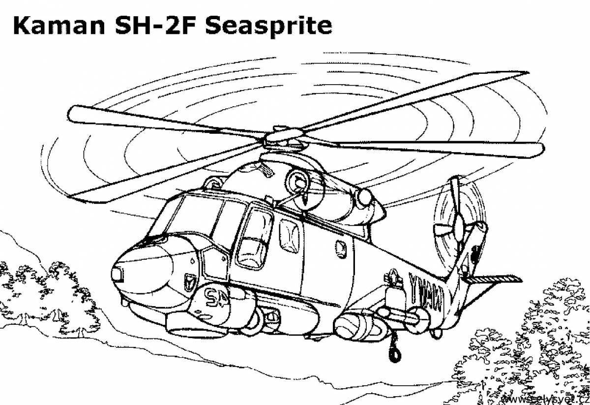 Большая раскраска военный вертолет для мальчиков