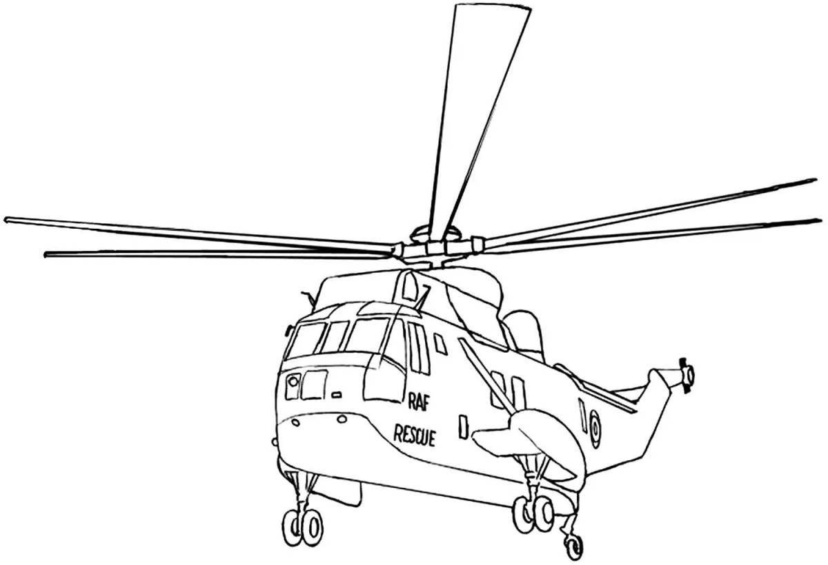 Впечатляющая раскраска военный вертолет для мальчиков