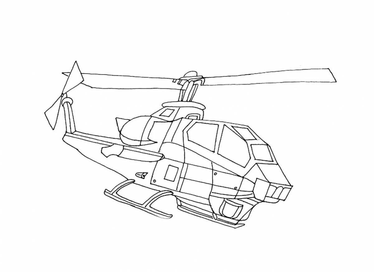 Заманчивая раскраска военный вертолет для мальчиков