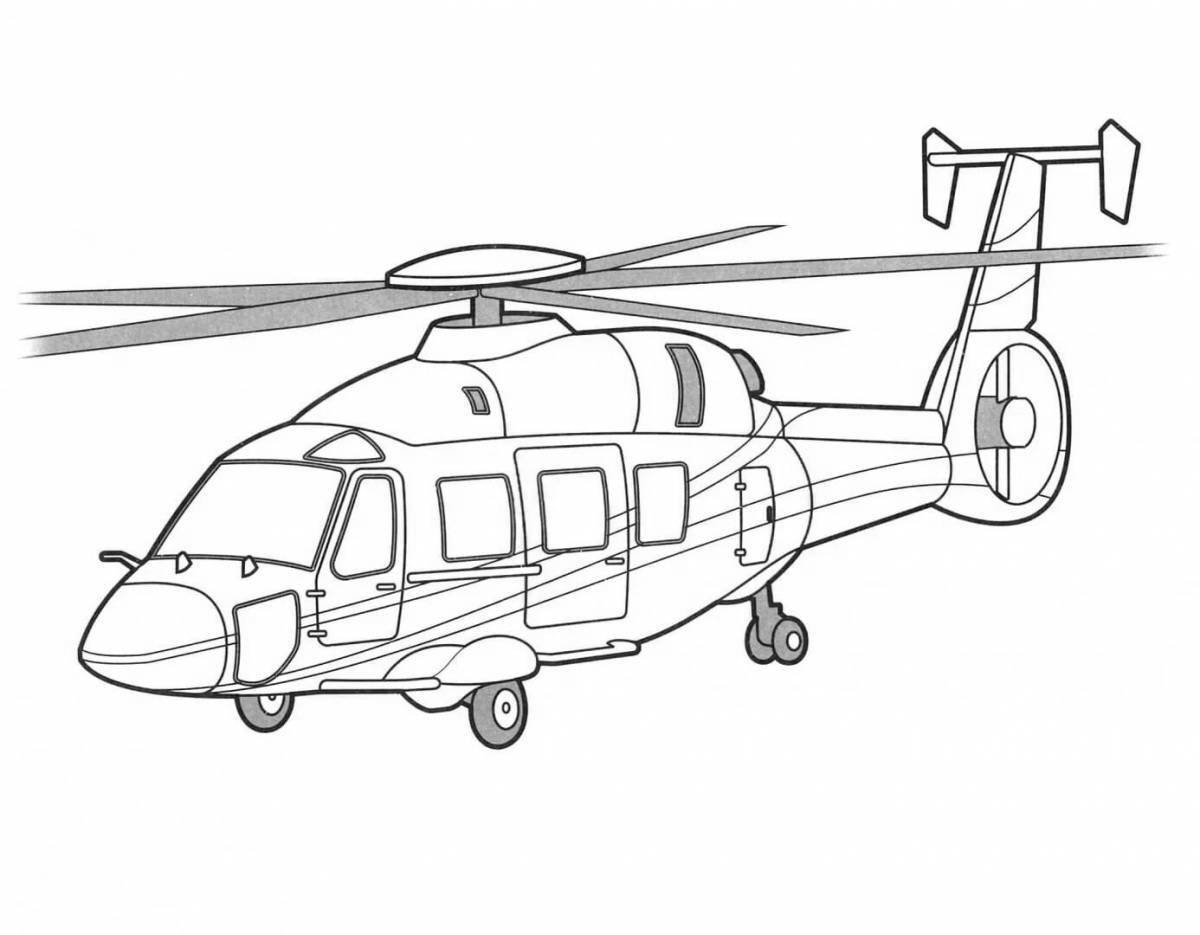 Exquisite coloring military helicopter for boys