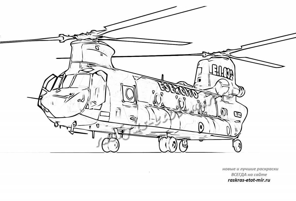 Elegant military helicopter coloring book for boys