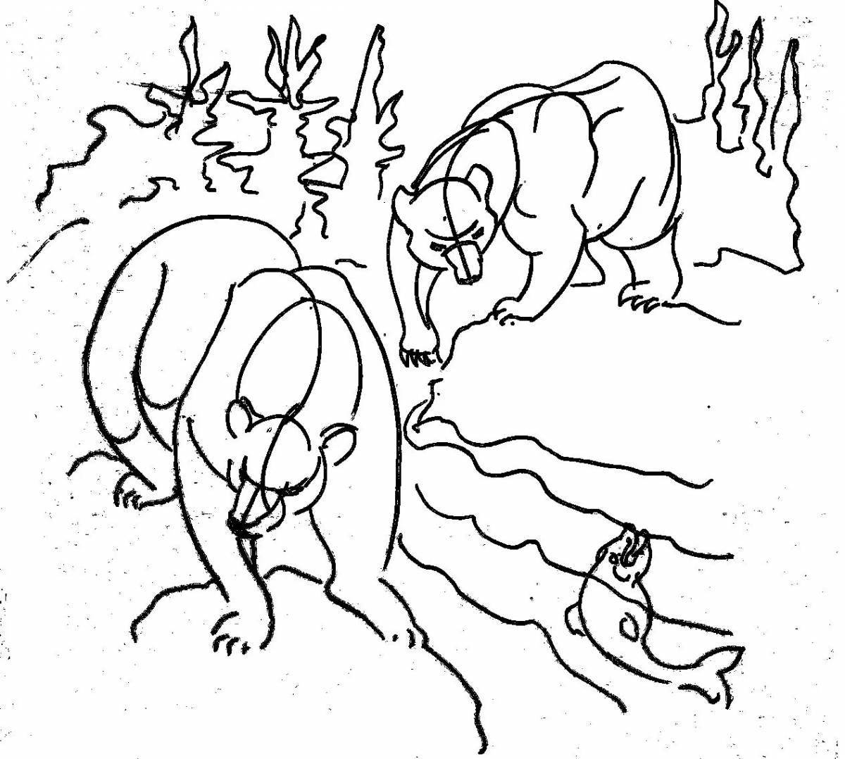 Coloring page happy bear in the den