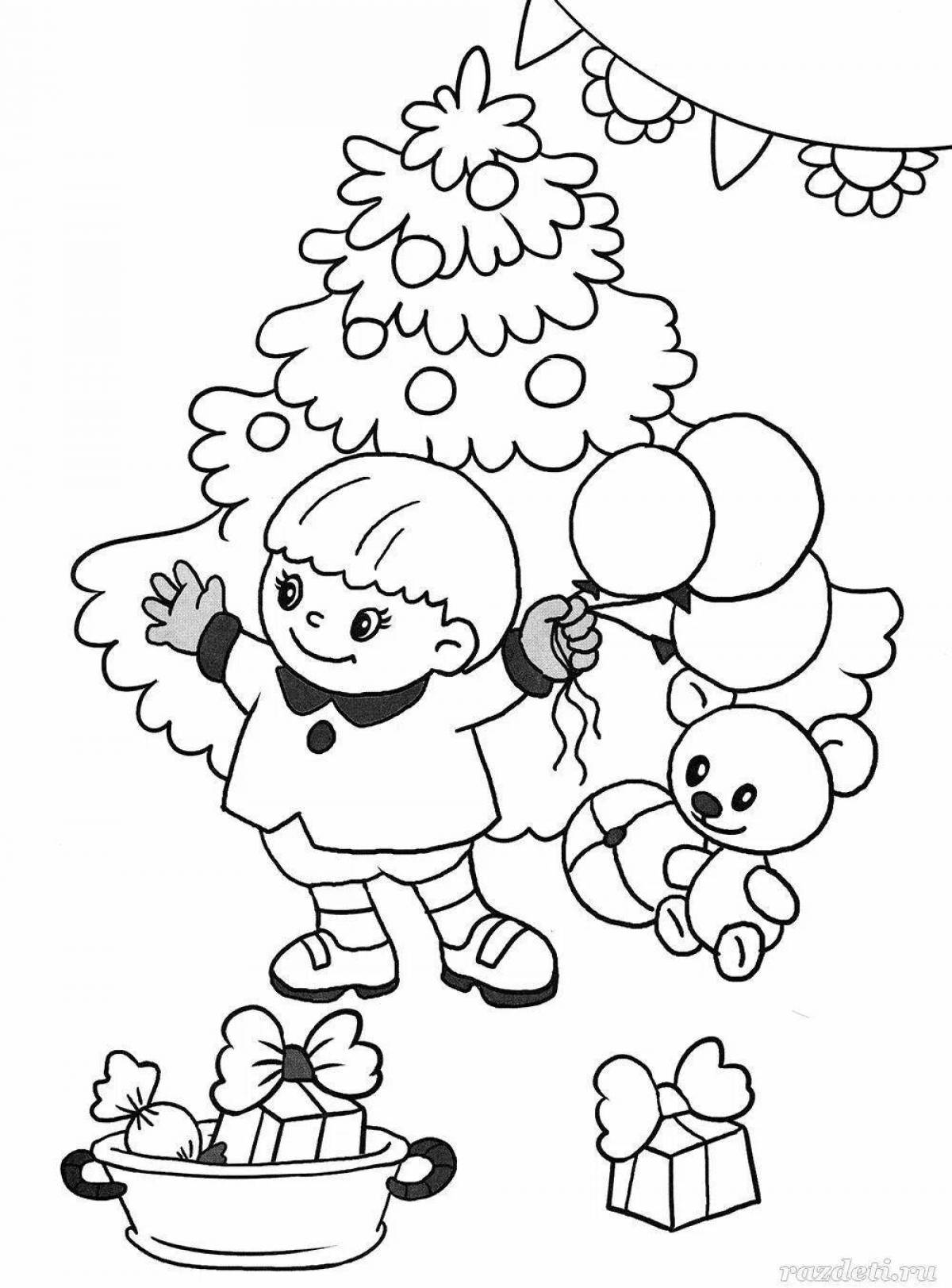 Joyful winter coloring for kids
