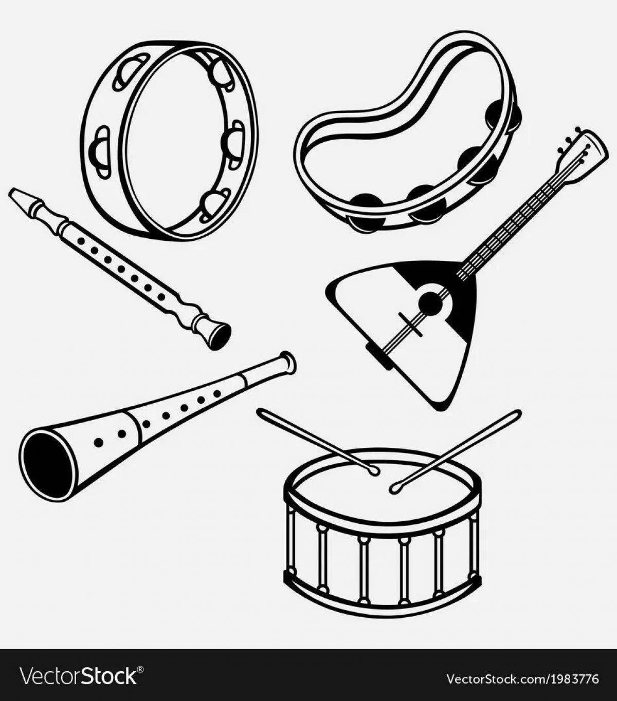 Fun coloring pages with Russian folk instruments for kids