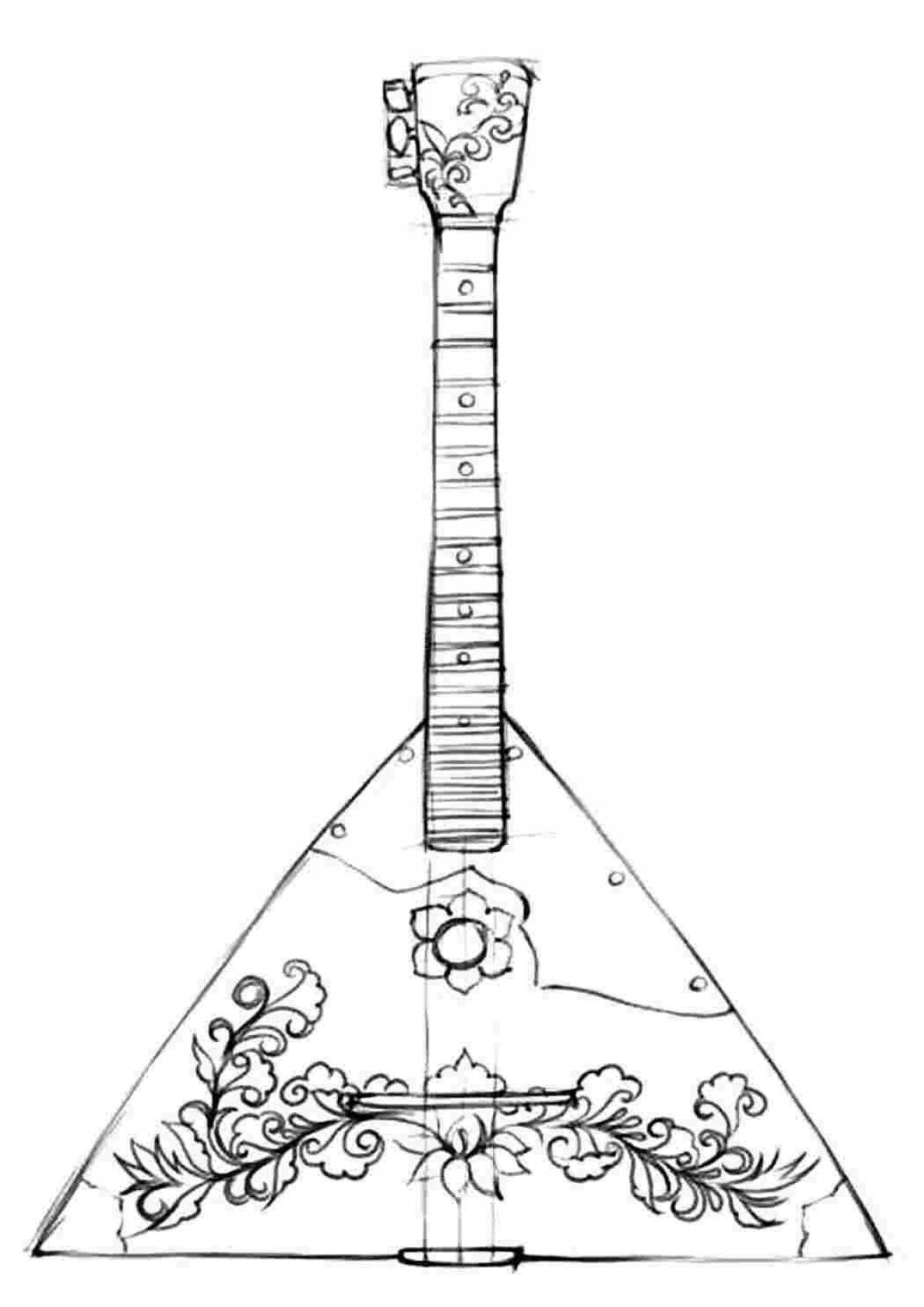 Colorful coloring pages with Russian folk instruments for children