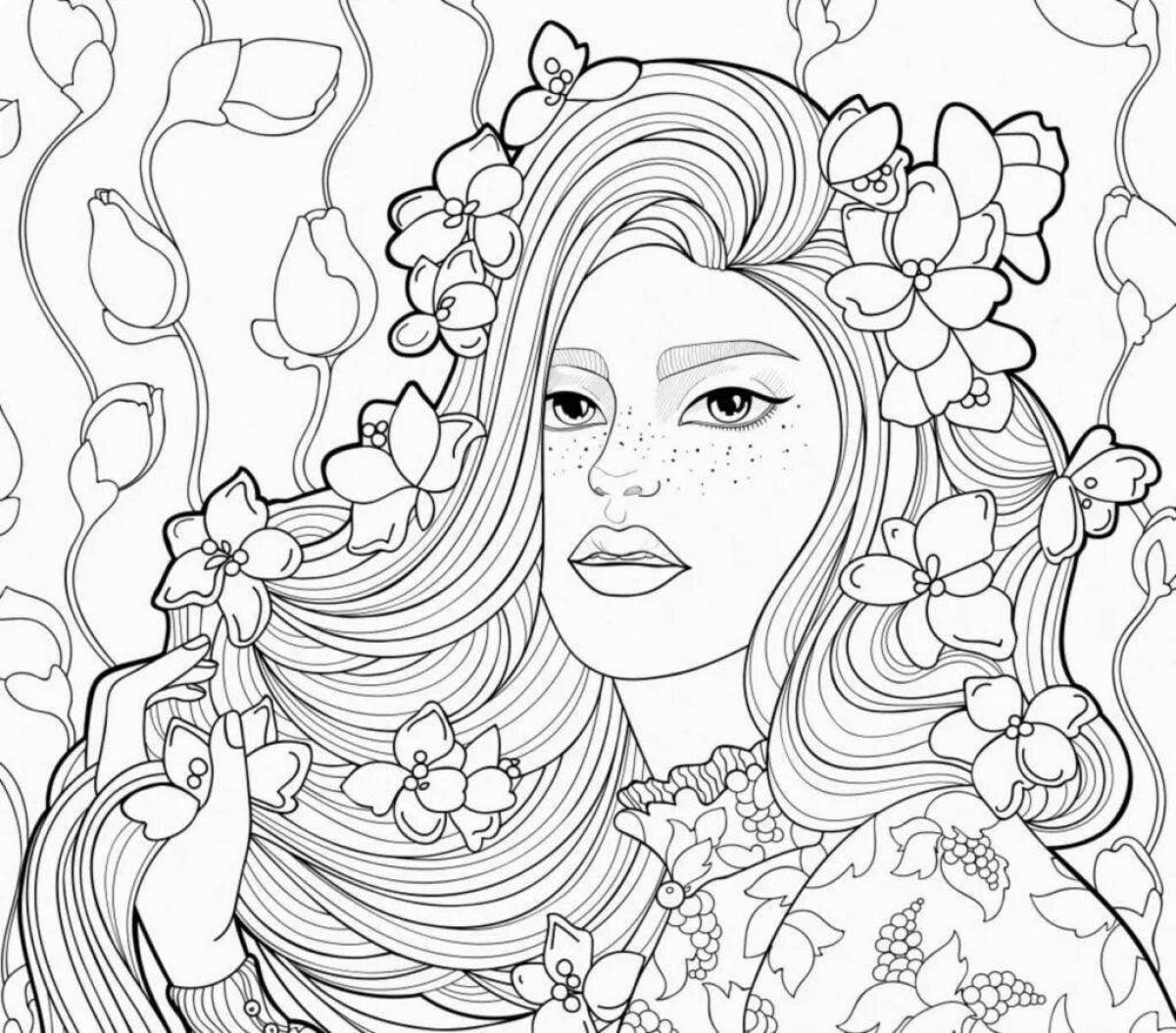 Stimulating anti-stress coloring book for girls 13 years old