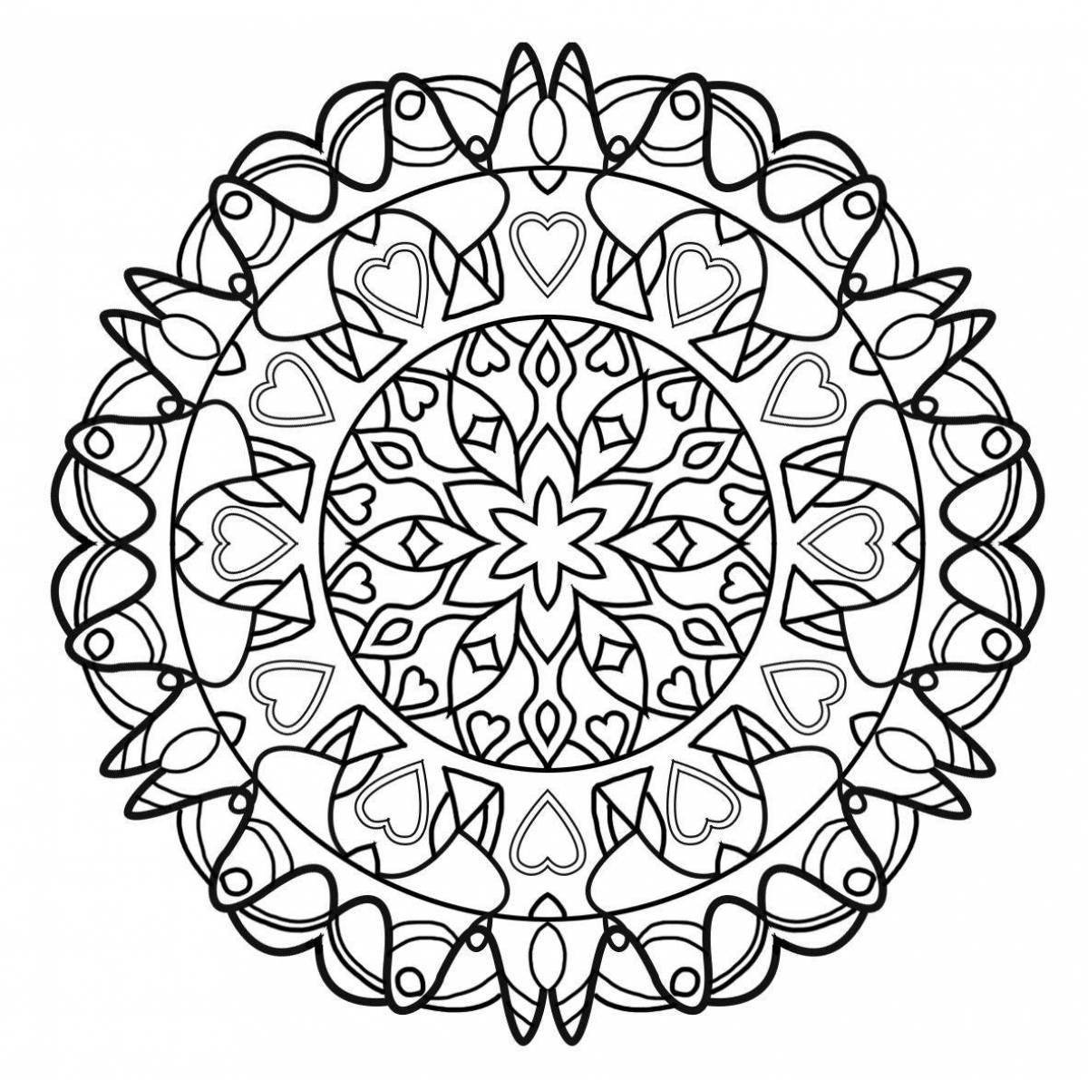 Bright coloring mandala for children 10 years old