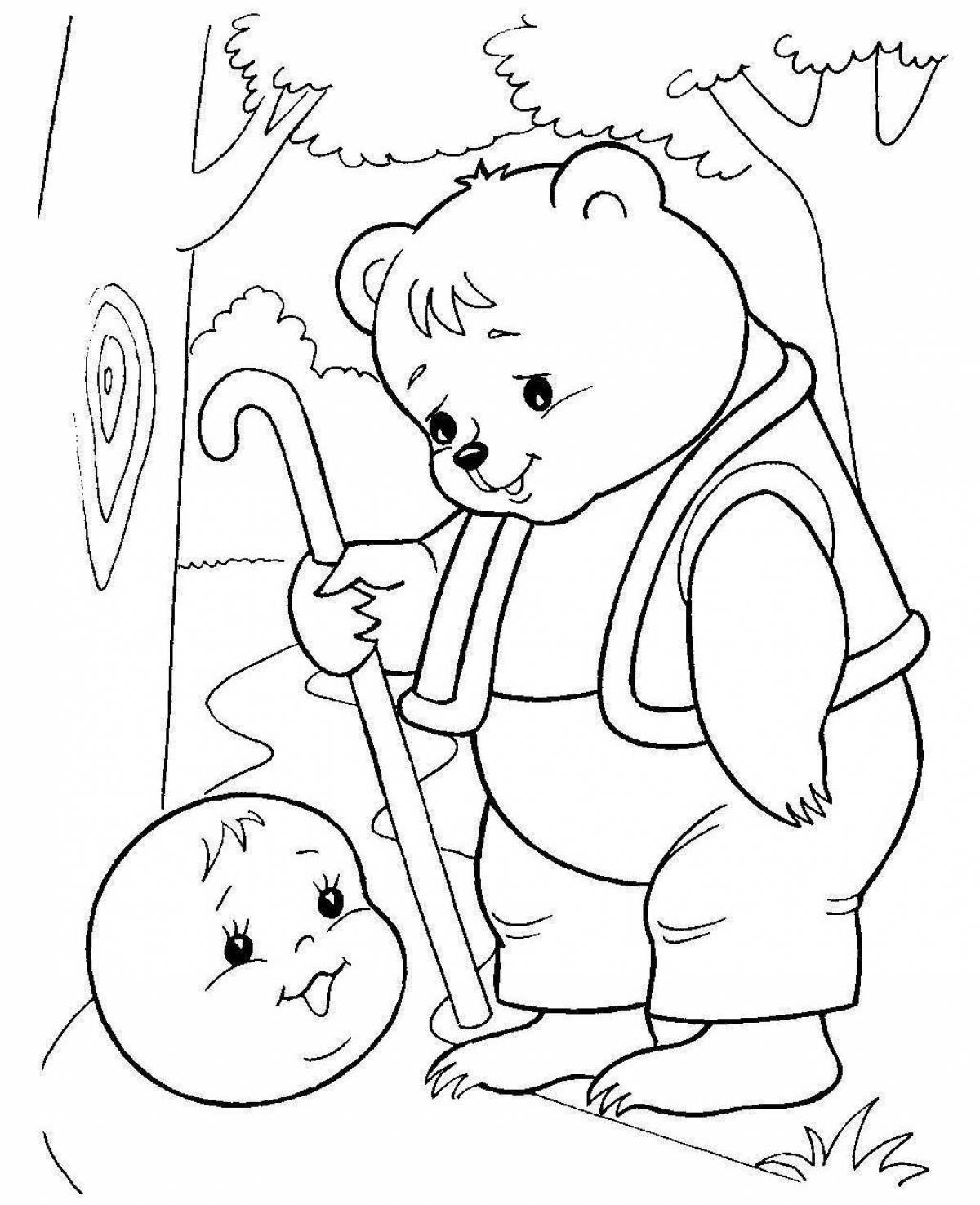 Fun coloring kolobok for children 2-3 years old
