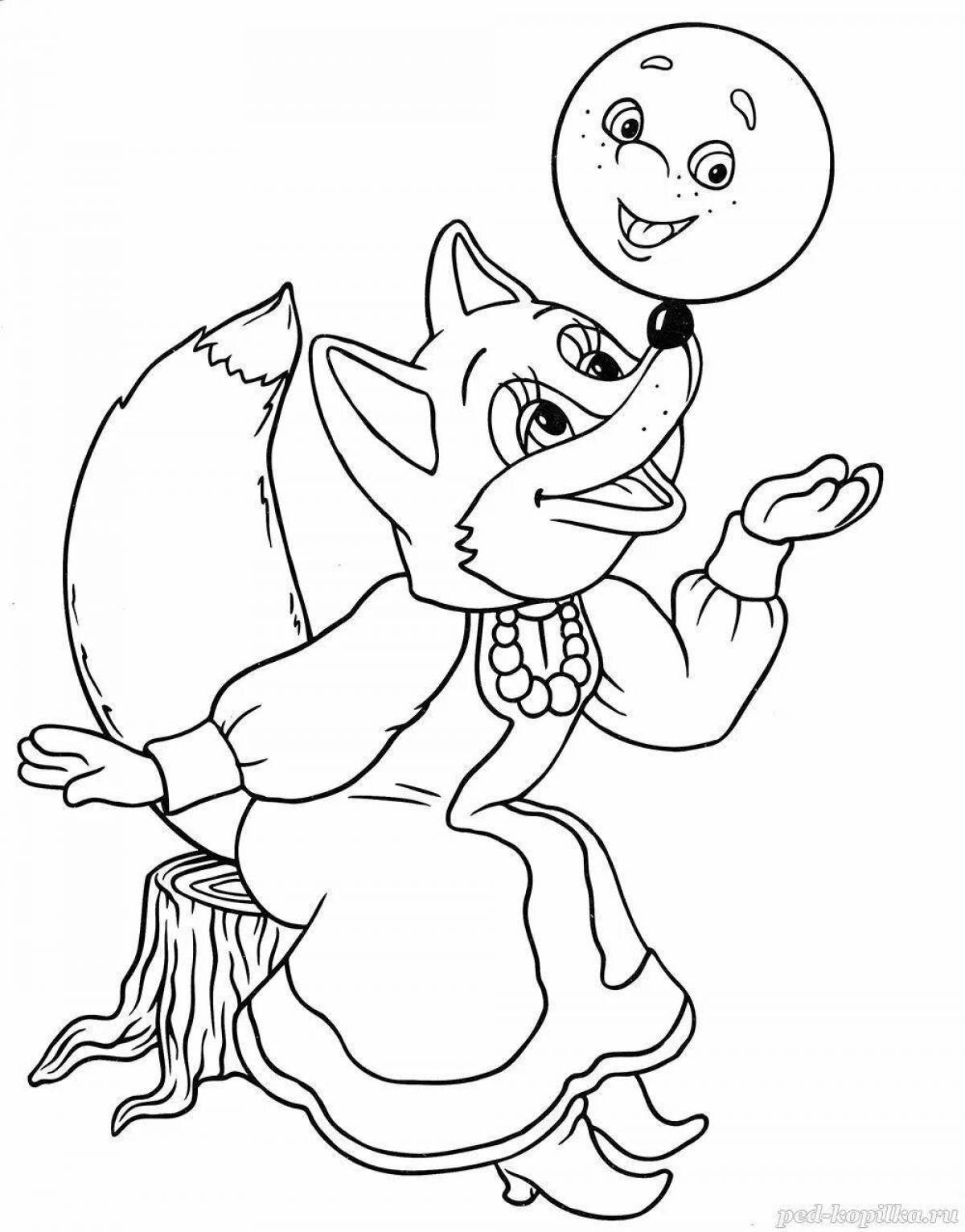 Coloring book funny kolobok for children 2-3 years old