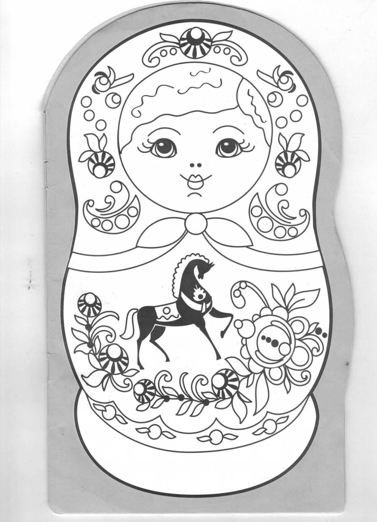 Coloring book playful Gorodets toy