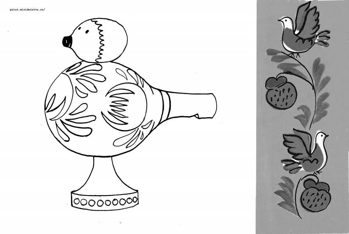 Cute Gorodets toy coloring book