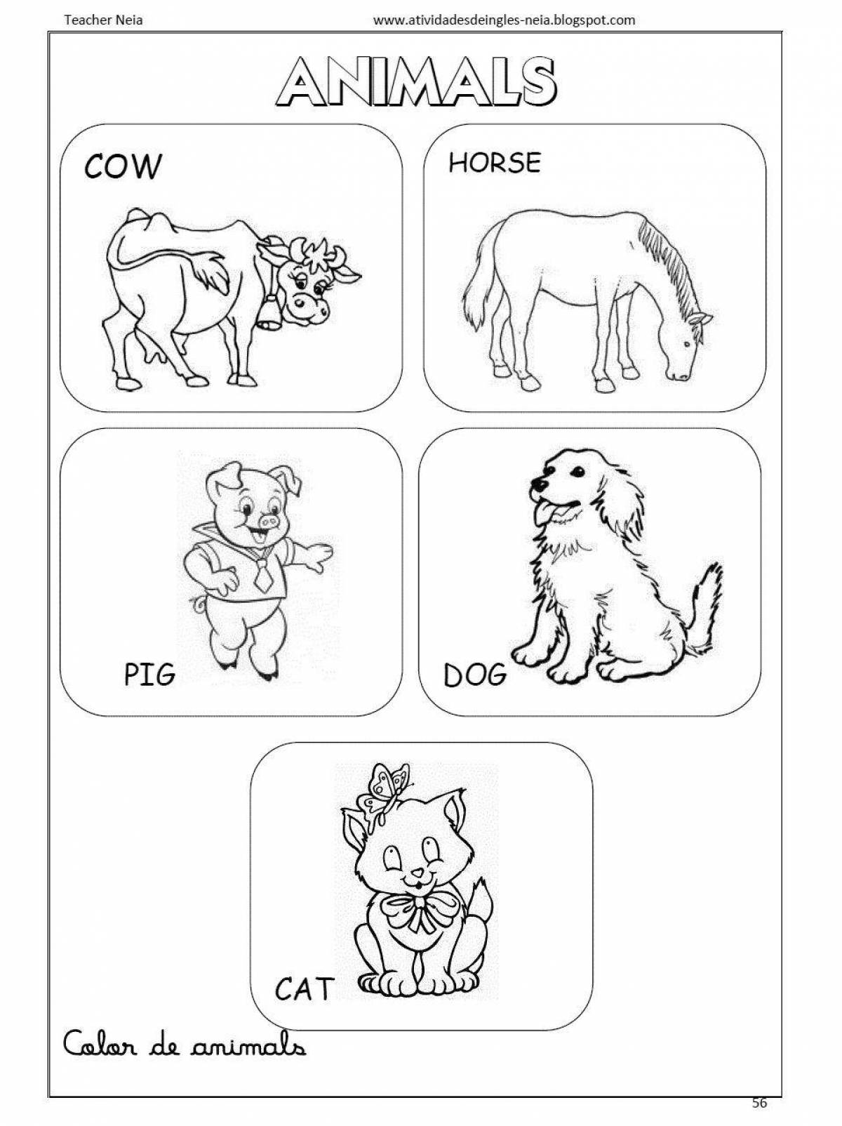 Bright English Animal Coloring Page for Juniors