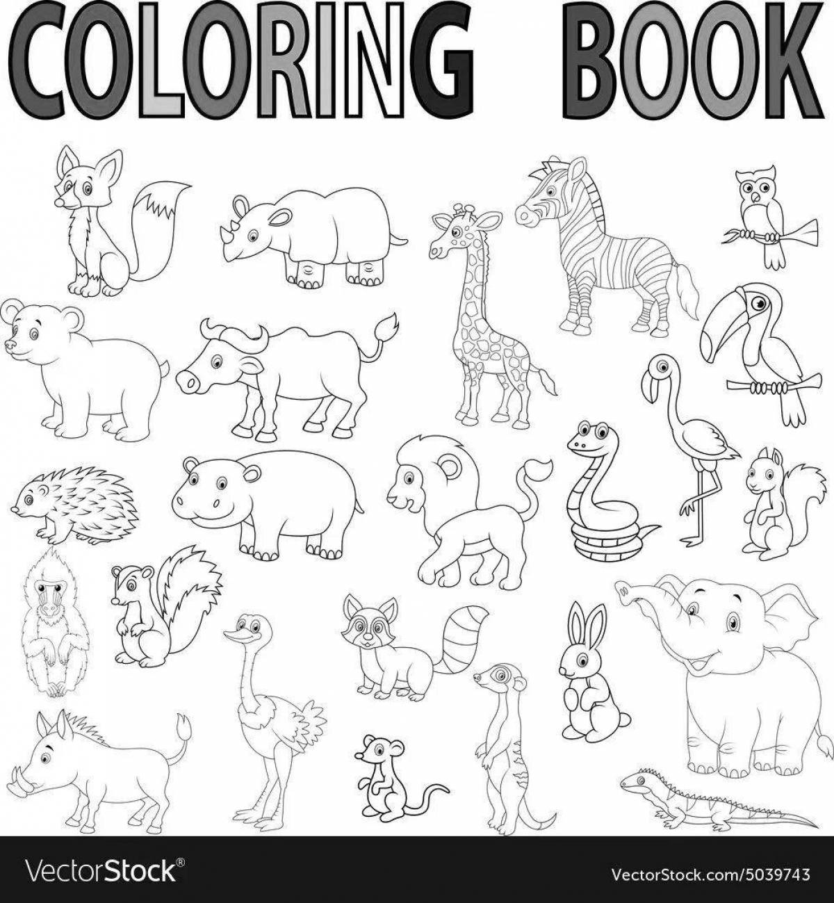 Great english animal coloring book for schoolchildren